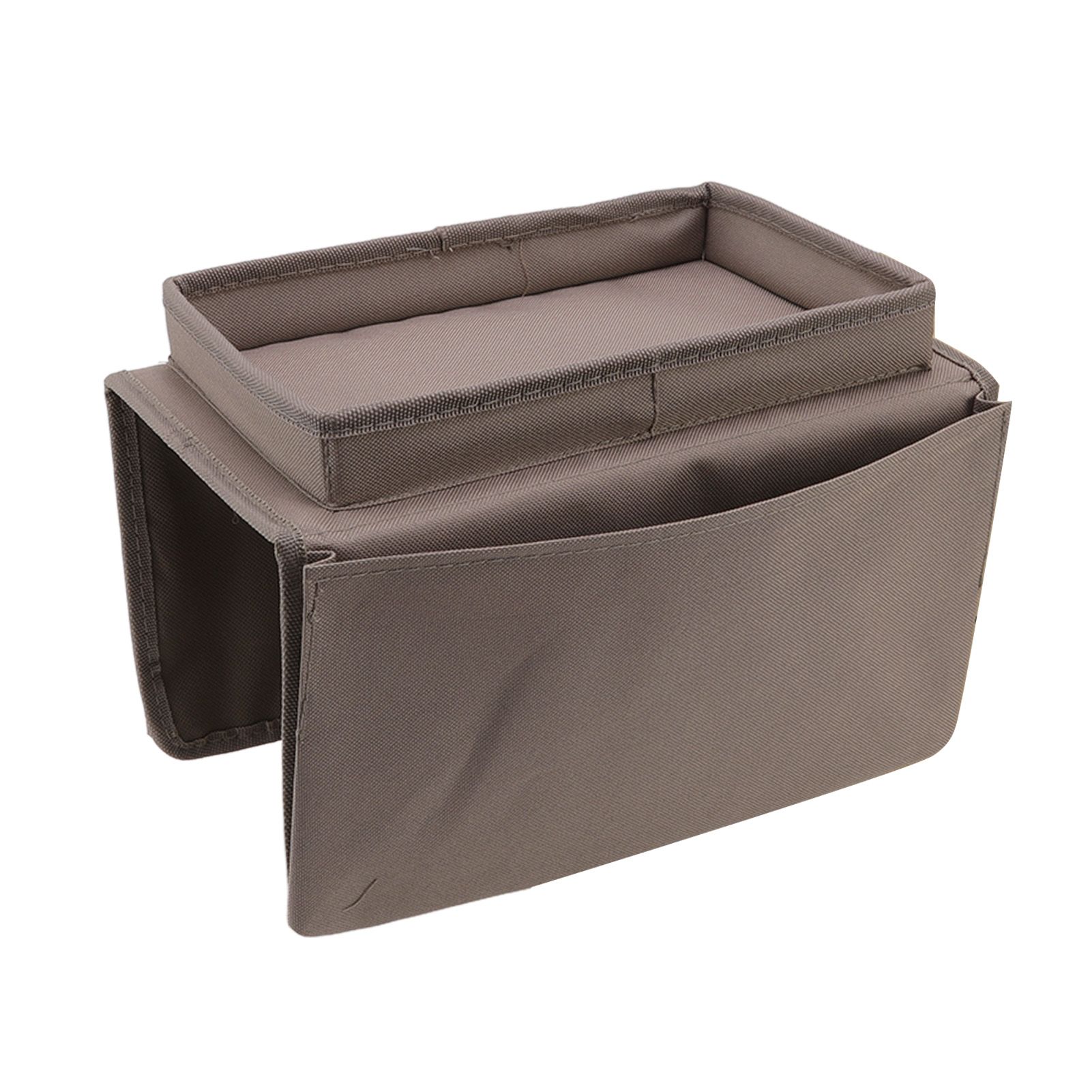 Sofa Tray Folding Arm Storage Holder Table 600D Oxford Cloth Side Pockets for Couch Coffee - Image 1