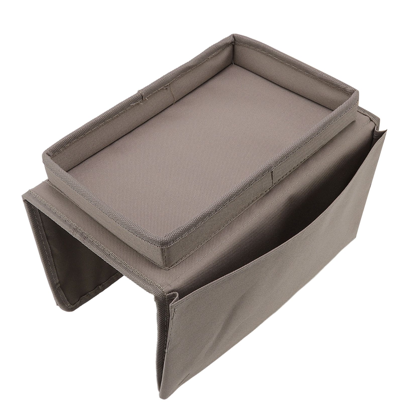 Sofa Tray Folding Arm Storage Holder Table 600D Oxford Cloth Side Pockets for Couch Coffee - Image 2