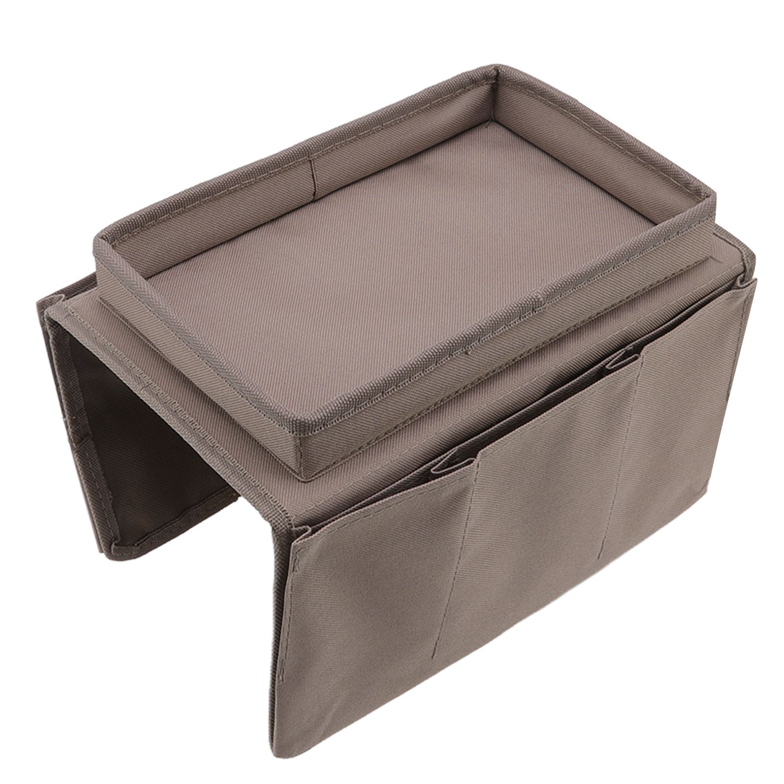 Sofa Tray Folding Arm Storage Holder Table 600D Oxford Cloth Side Pockets for Couch Coffee - Image 3