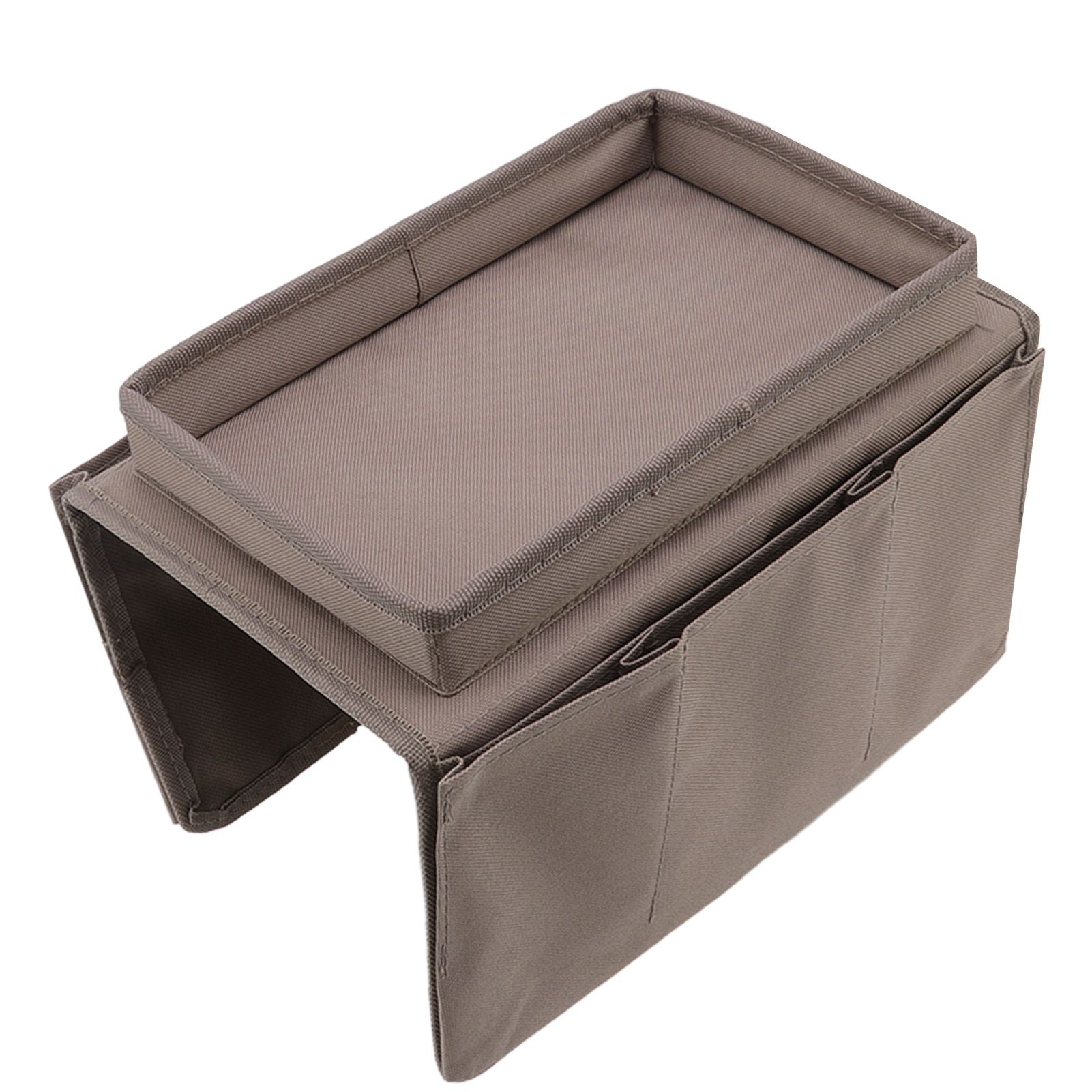 Sofa Tray Folding Arm Storage Holder Table 600D Oxford Cloth Side Pockets for Couch Coffee - Image 6