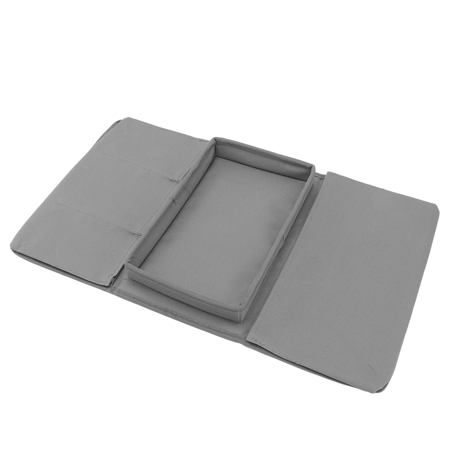 Sofa Tray Folding Arm Storage Holder Table 600D Oxford Cloth Side Pockets for Couch Grey - Image 2