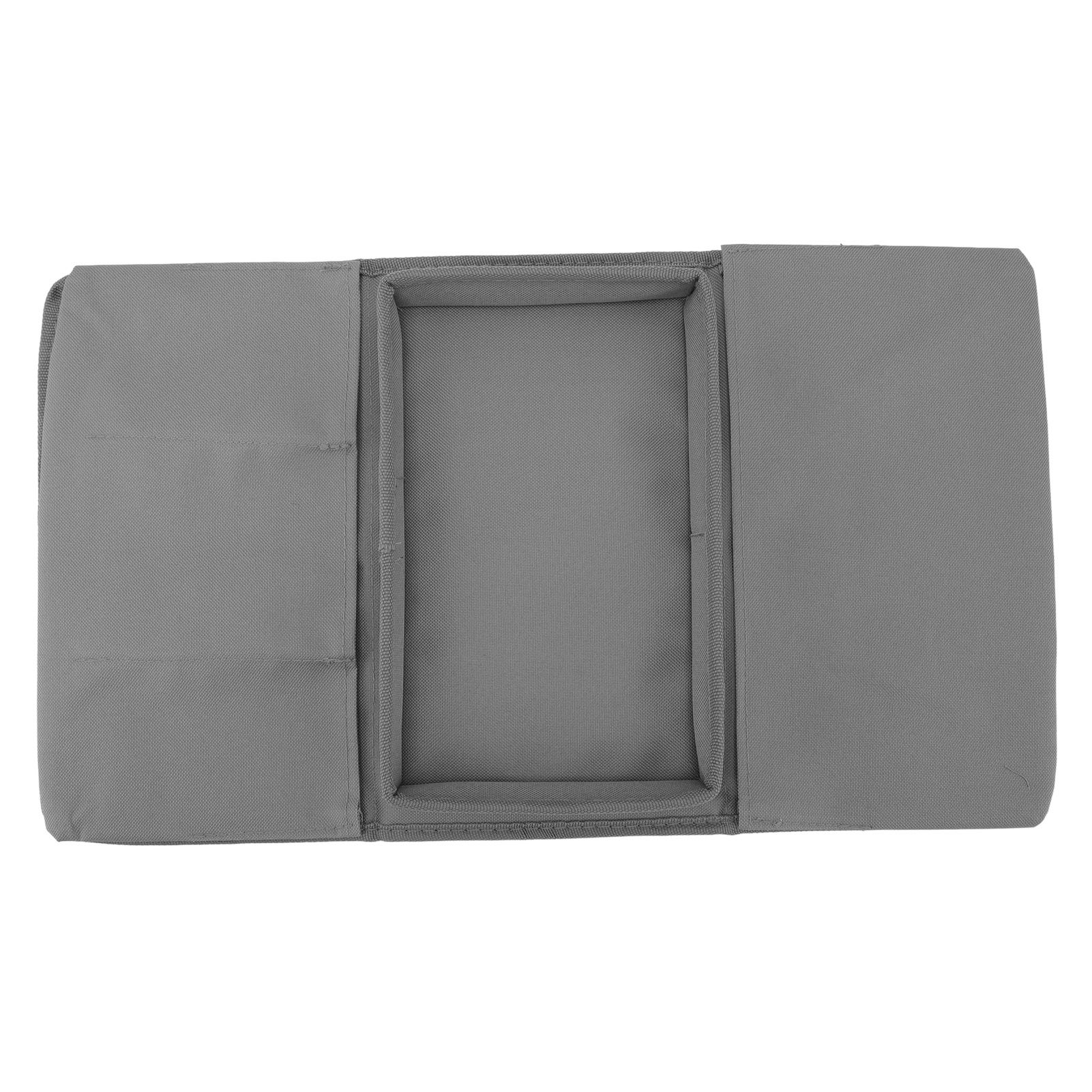 Sofa Tray Folding Arm Storage Holder Table 600D Oxford Cloth Side Pockets for Couch Grey - Image 4