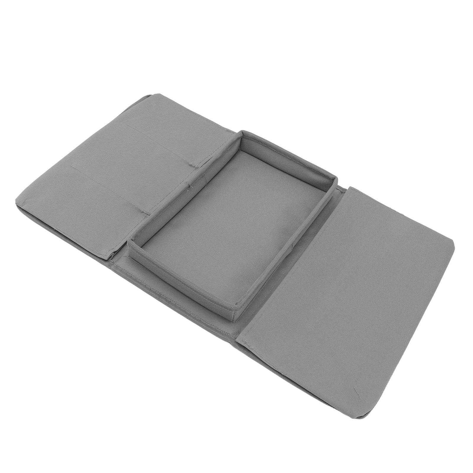 Sofa Tray Folding Arm Storage Holder Table 600D Oxford Cloth Side Pockets for Couch Grey - Image 8