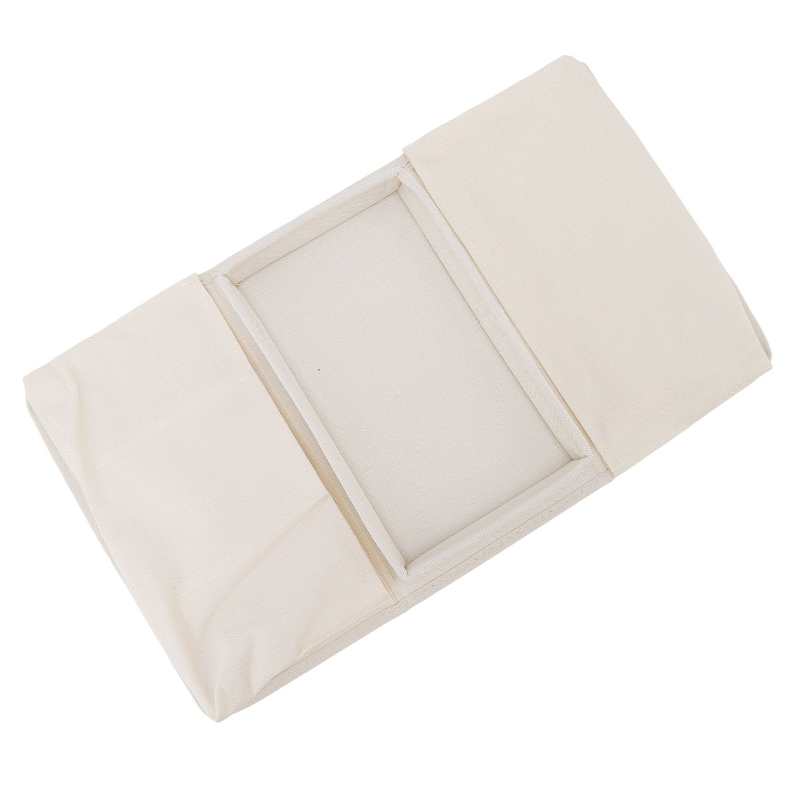 Sofa Tray Folding Arm Storage Holder Table 600D Oxford Cloth Side Pockets for Couch Beige - Image 7