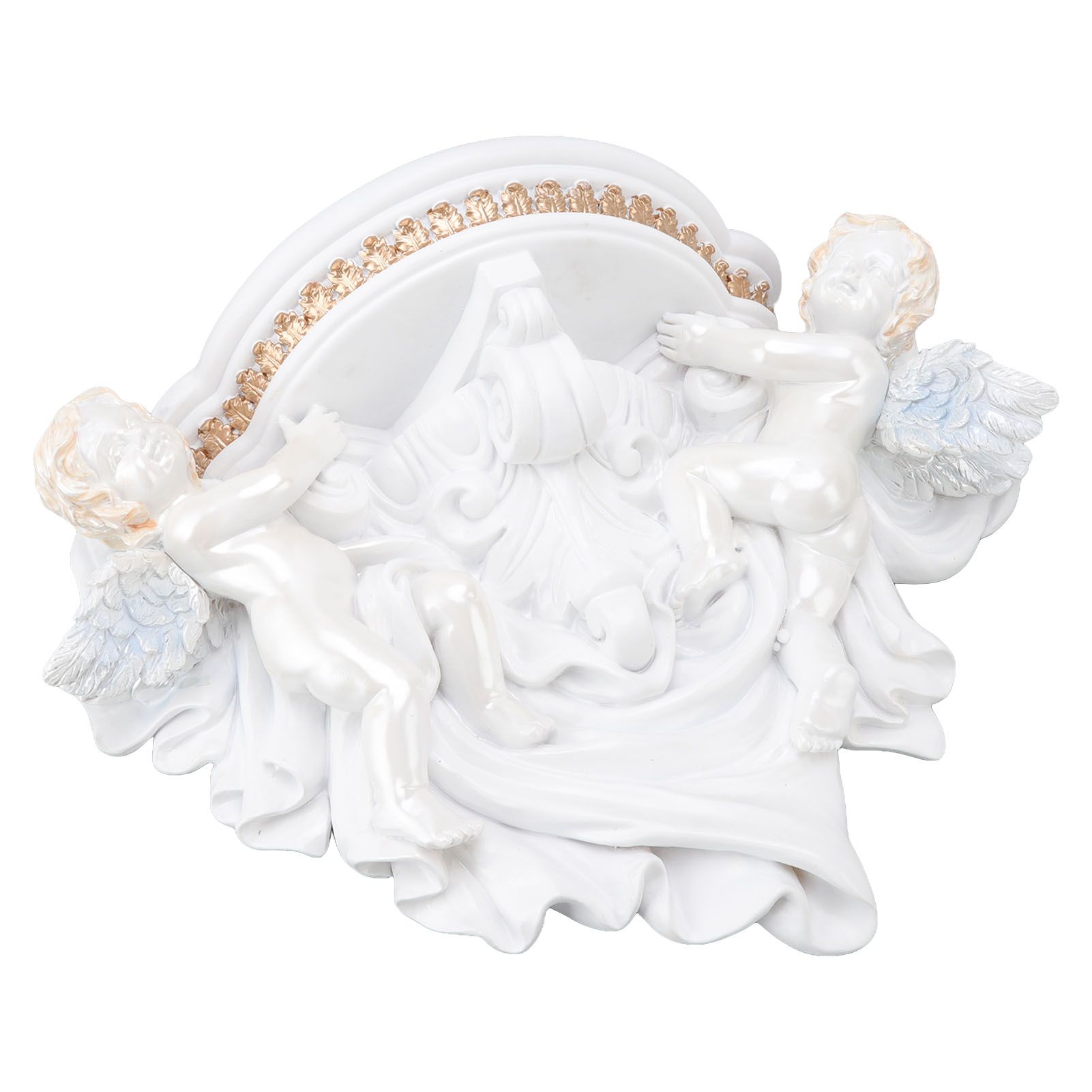 Resin Angel Wall Shelf European Exquisite Beautiful Decoration Rack for Bedroom Living Room Kitchen Pure White Gold - Image 5