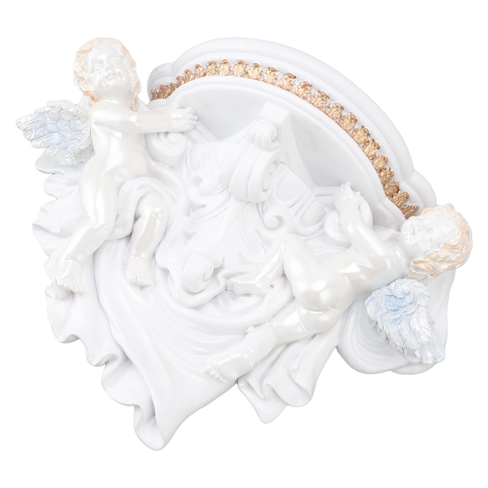 Resin Angel Wall Shelf European Exquisite Beautiful Decoration Rack for Bedroom Living Room Kitchen Pure White Gold - Image 6