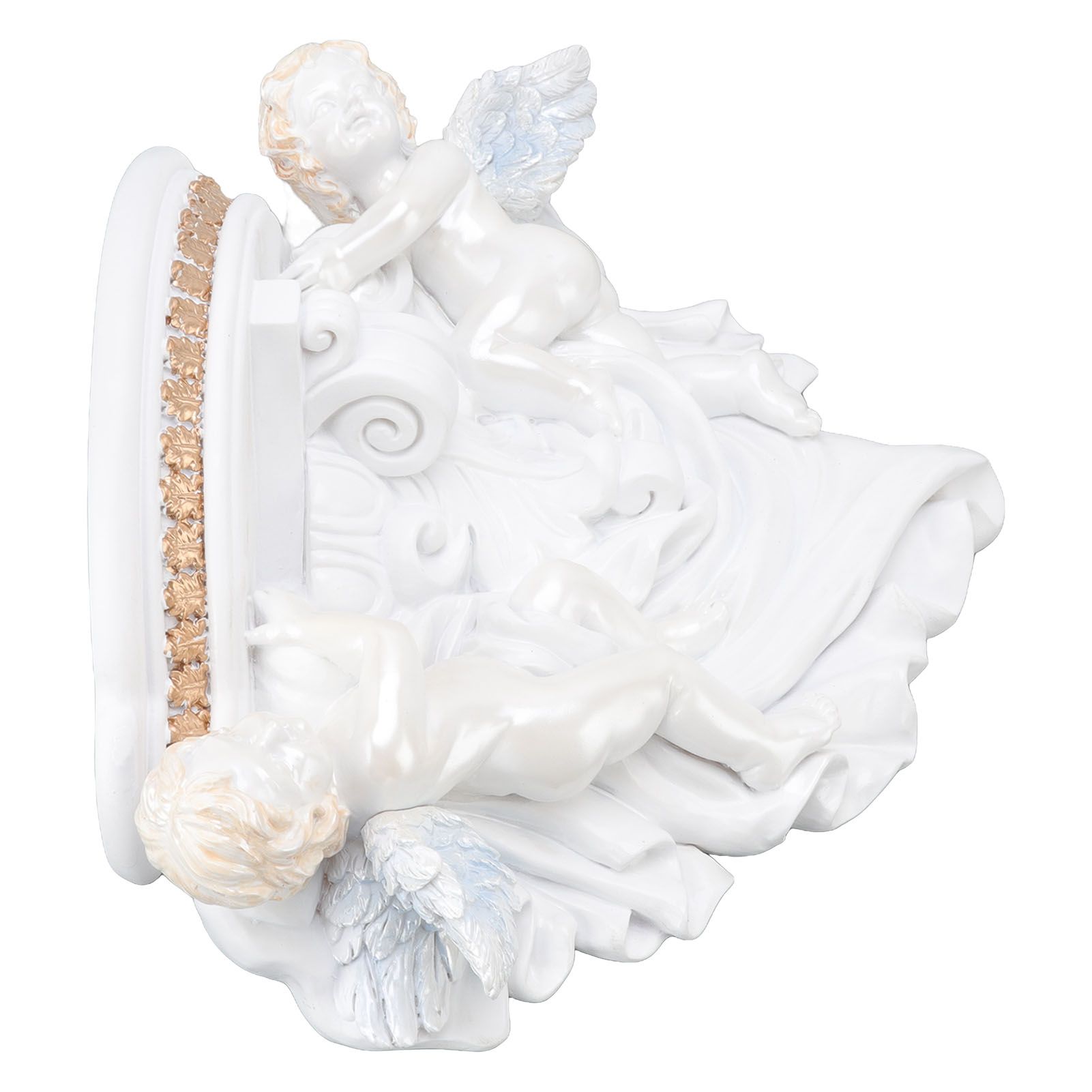 Resin Angel Wall Shelf European Exquisite Beautiful Decoration Rack for Bedroom Living Room Kitchen Pure White Gold - Image 8