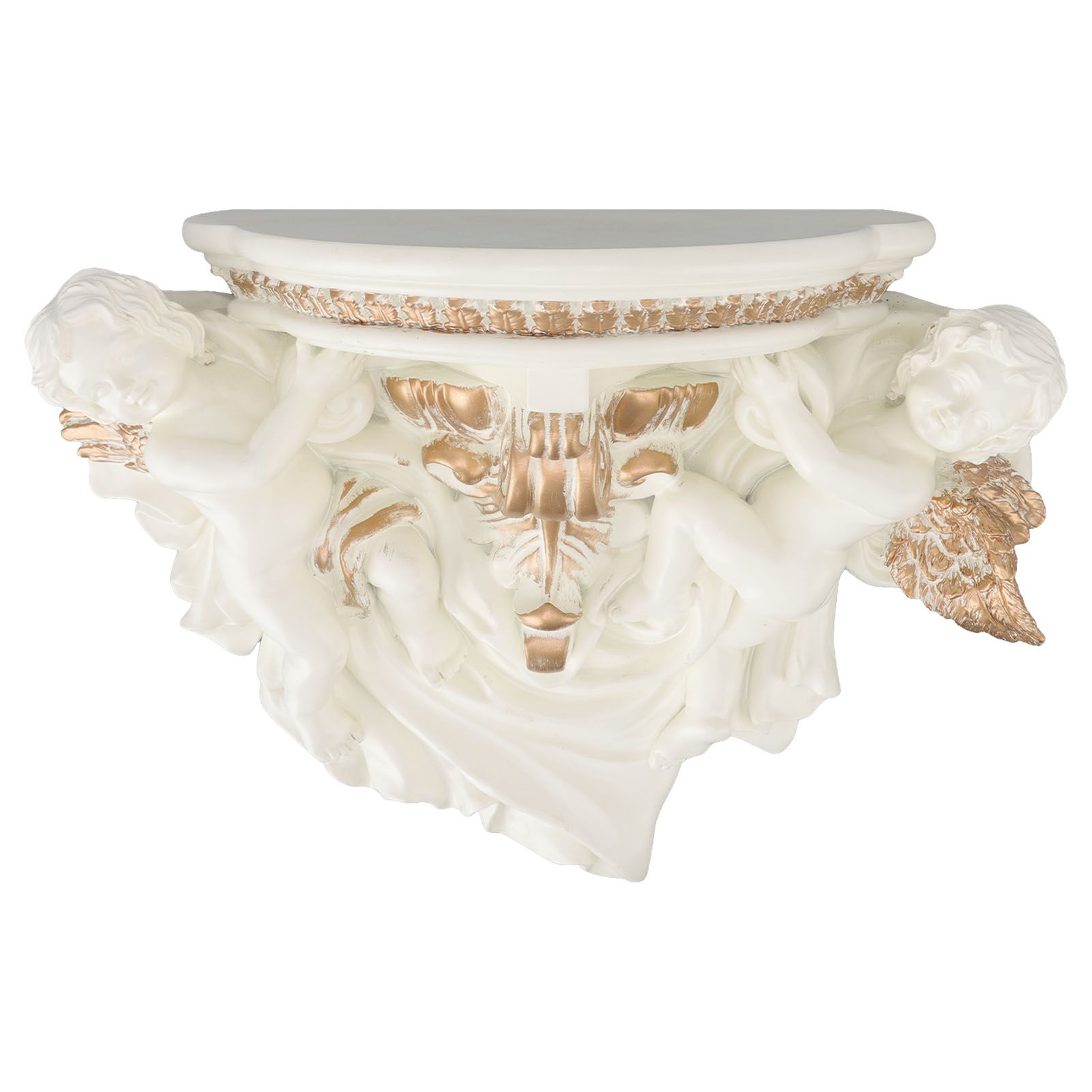 Resin Angel Wall Shelf European Exquisite Beautiful Decoration Rack for Bedroom Living Room Kitchen Beige Gold - Image 2