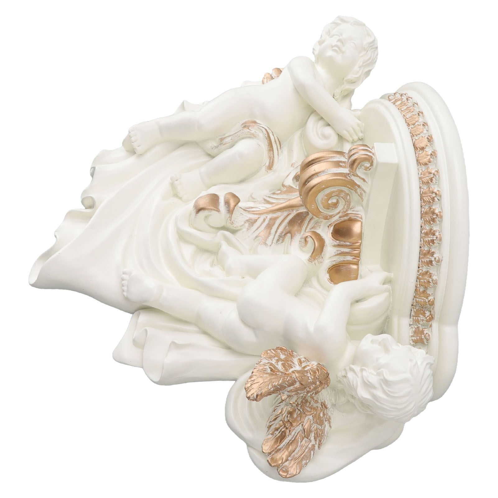 Resin Angel Wall Shelf European Exquisite Beautiful Decoration Rack for Bedroom Living Room Kitchen Beige Gold - Image 7