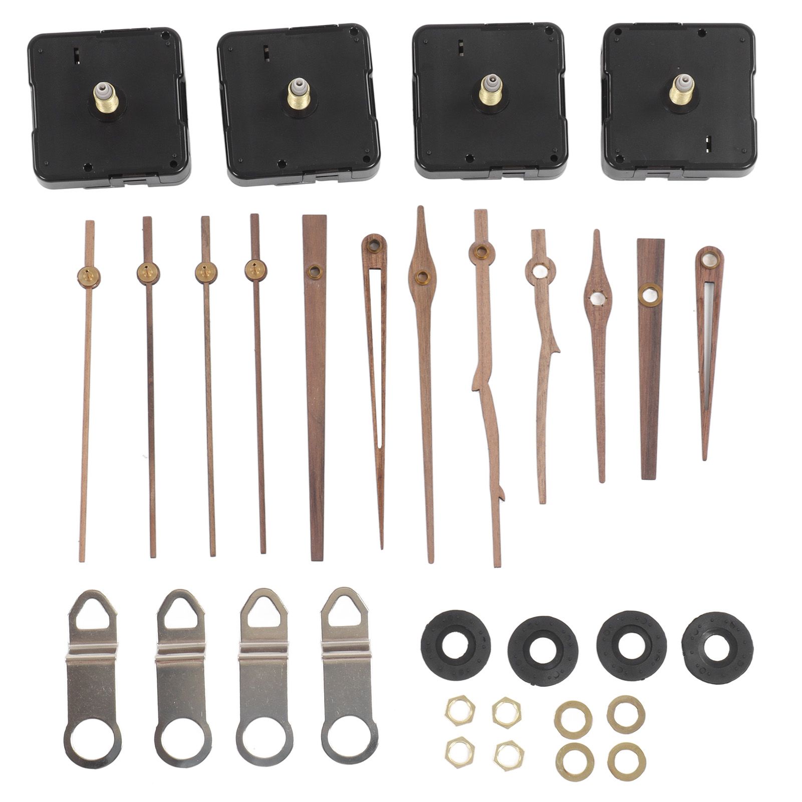 Clock Repairing Replacement Kit with Walnut Wood Hands and Quartz Movement Parts for Watch DIY - Image 1