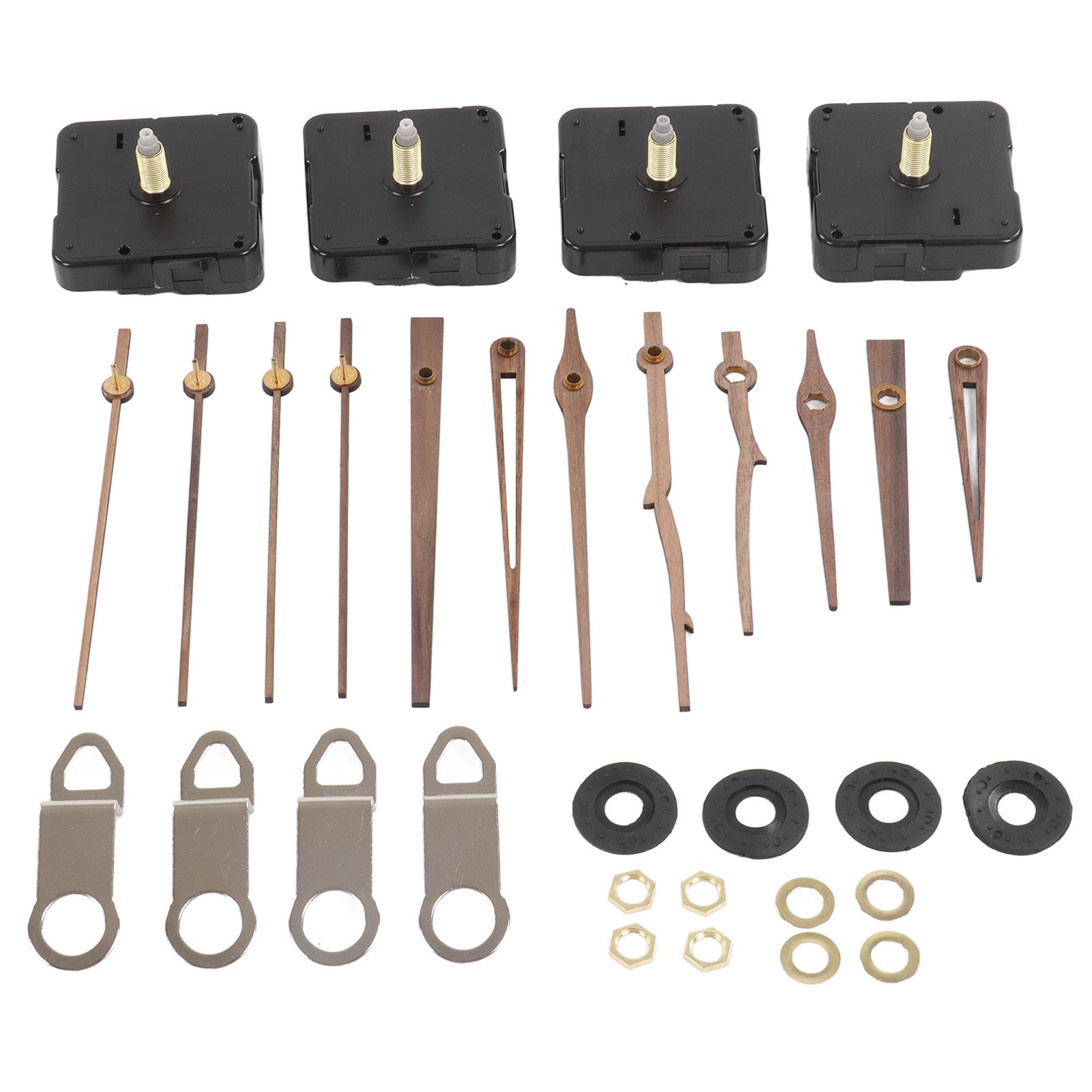 Clock Repairing Replacement Kit with Walnut Wood Hands and Quartz Movement Parts for Watch DIY - Image 2