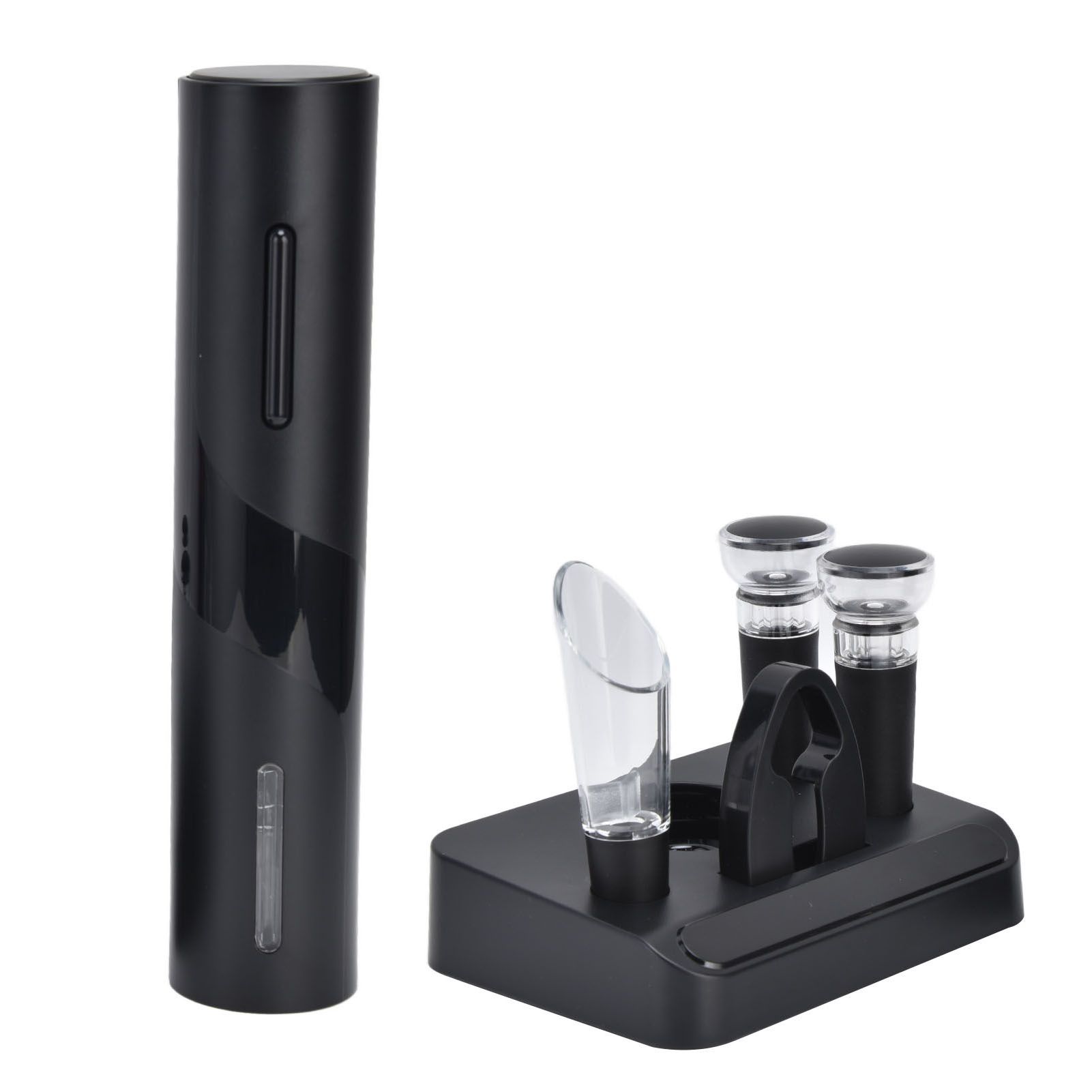 Electric Wine Opener Foil Cutter Aerator Pourer Wine Stopper Set with Storage Base for Home Bar Restaurant - Image 2
