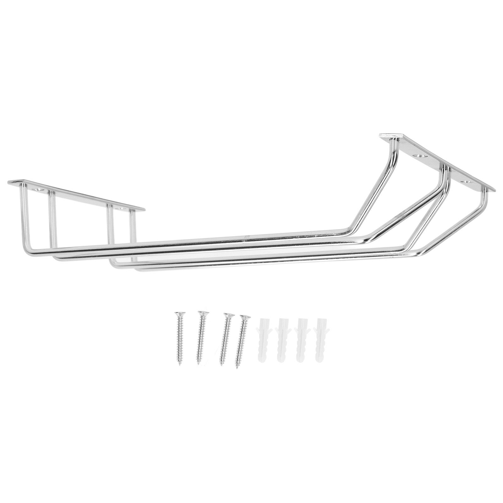Stainless Steel Double Row Wine Glass Stemware Rack Hanging Stemware Holder Under CabinetS - Image 1