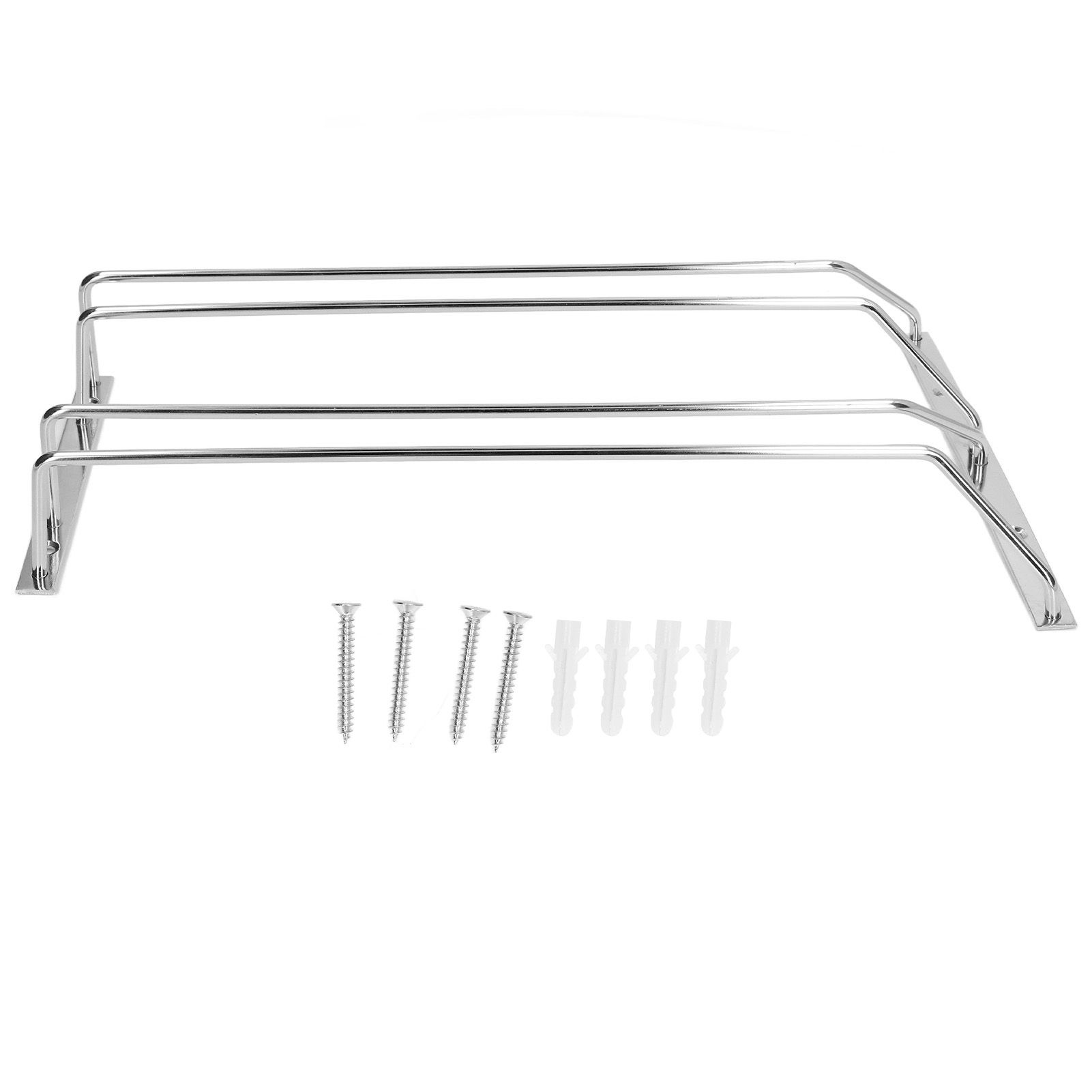 Stainless Steel Double Row Wine Glass Stemware Rack Hanging Stemware Holder Under CabinetM - Image 1