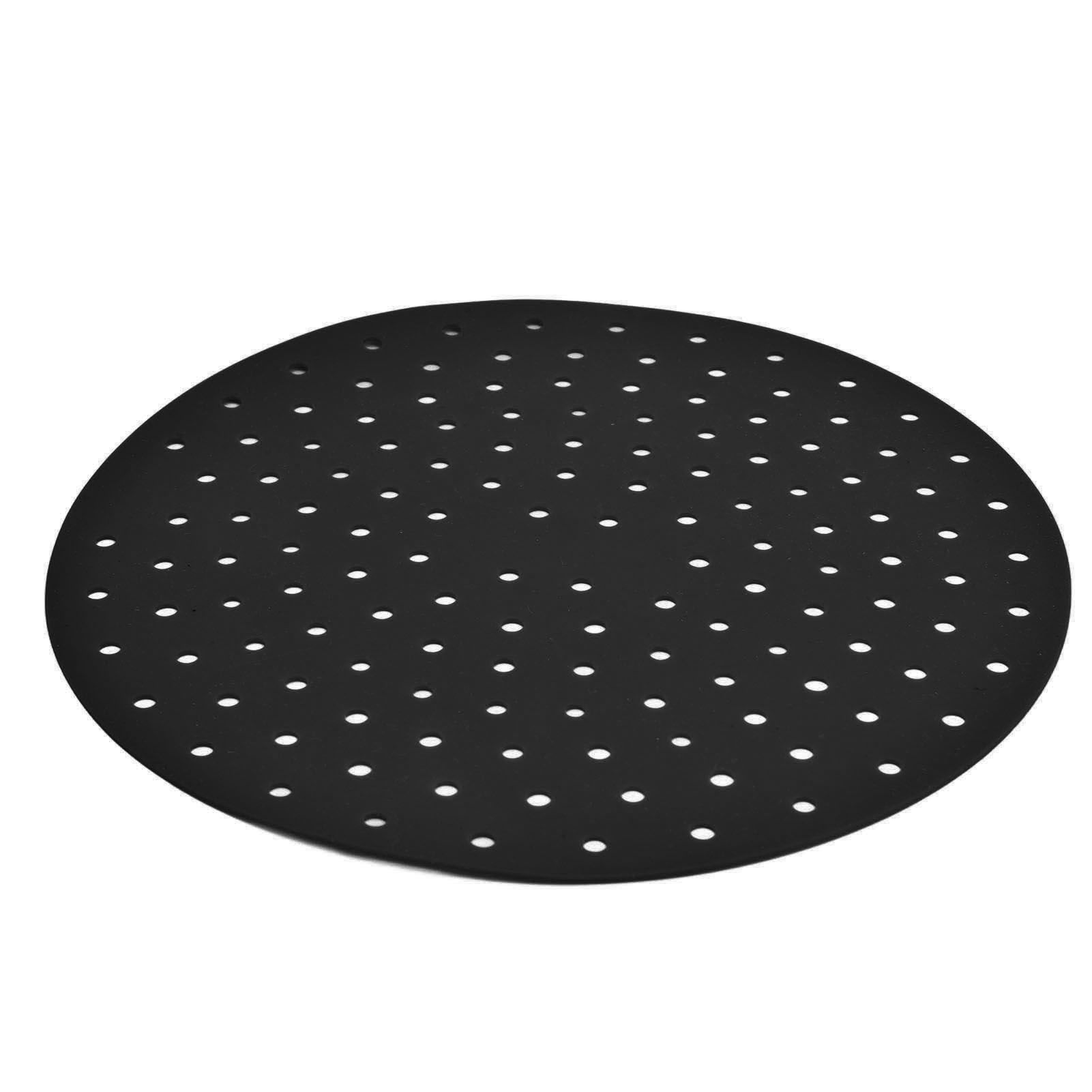 20cm Anti Slip Round Cooking Fryer Mat Anti Sticking Silicone Steamer Liners For KitchenBlack - Image 2
