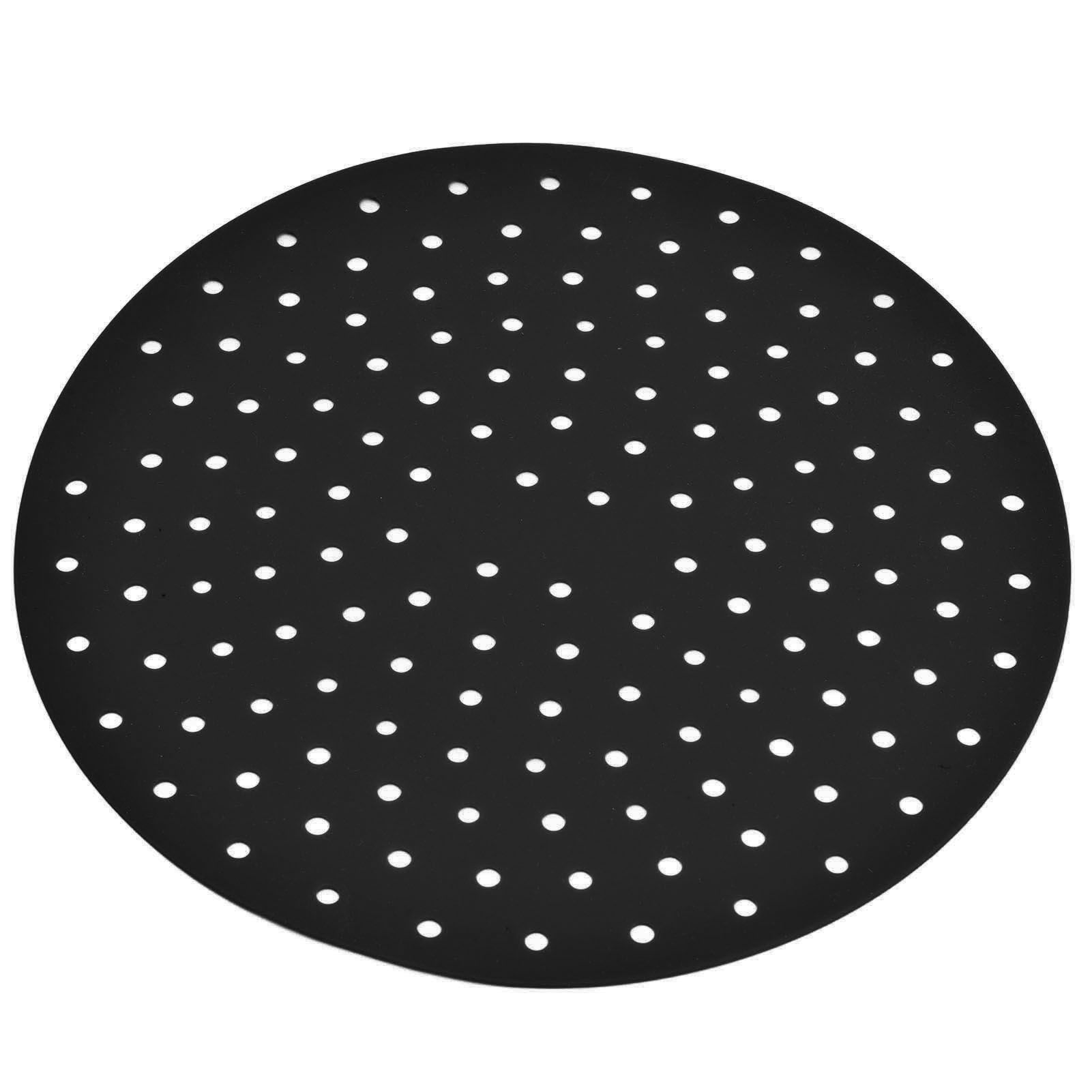 20cm Anti Slip Round Cooking Fryer Mat Anti Sticking Silicone Steamer Liners For KitchenBlack - Image 3