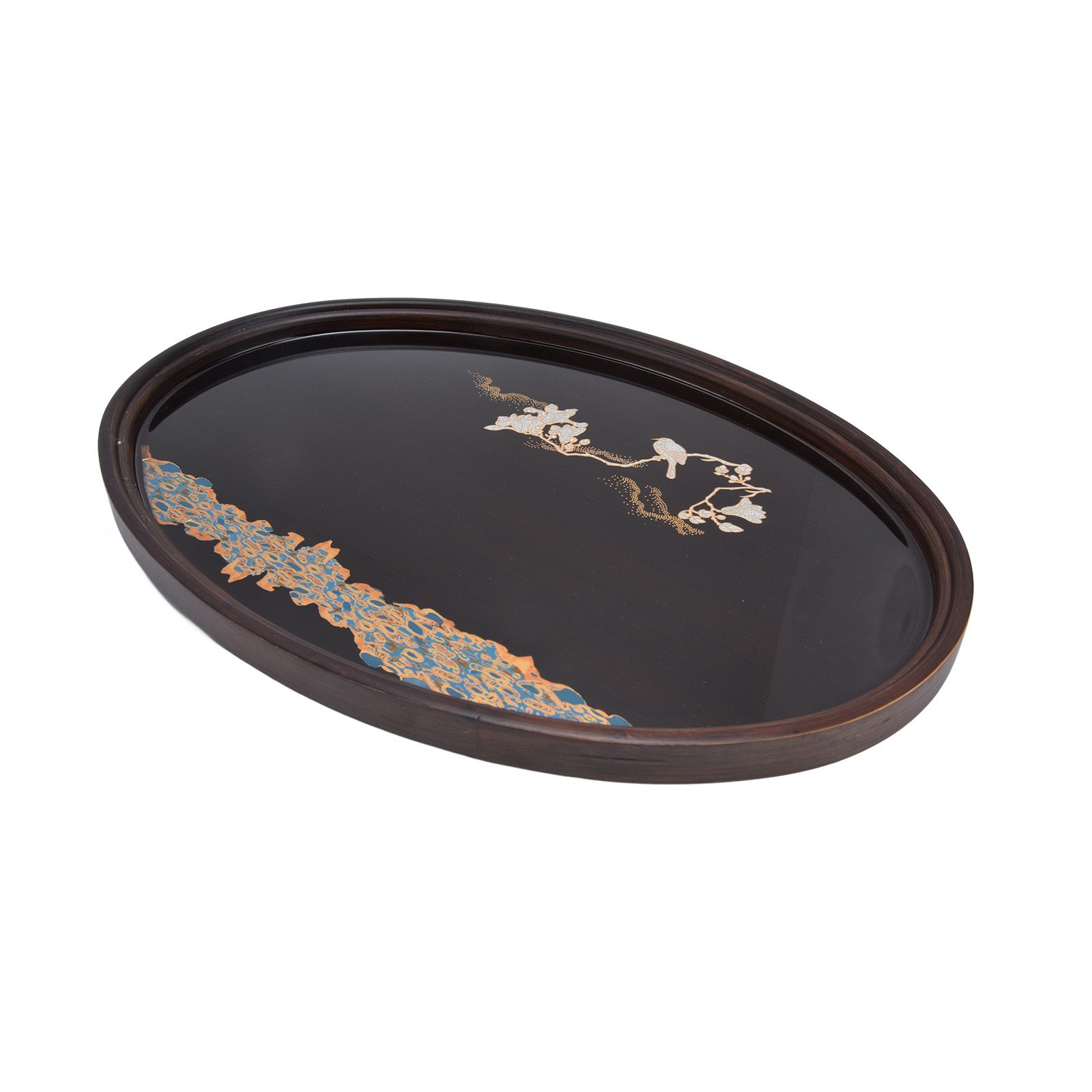 Bamboo Tea Tray Japanese Simple Novel Beautiful Resin Walnut Tea Tray for Home UseOval S - Image 2