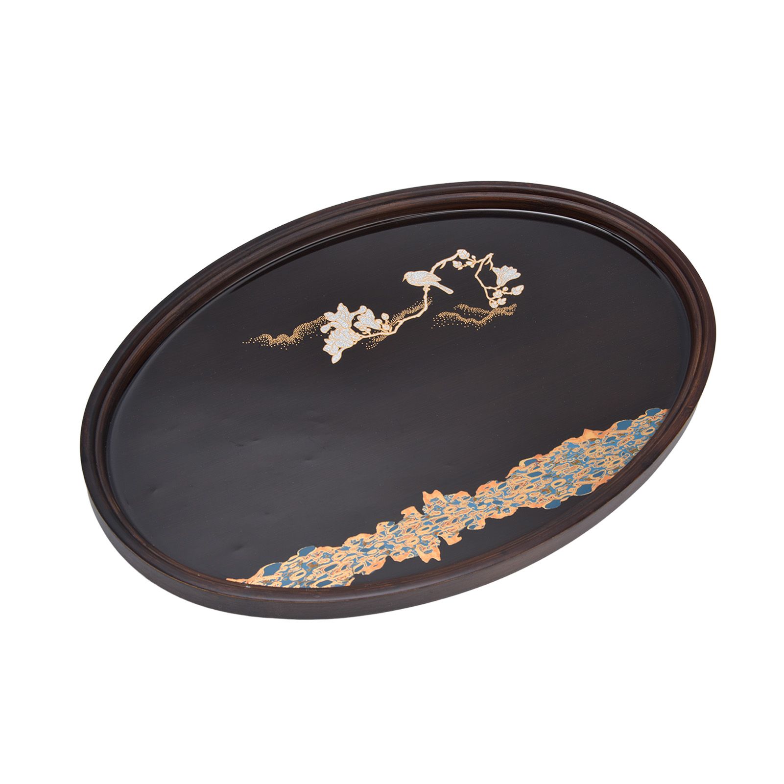 Bamboo Tea Tray Japanese Simple Novel Beautiful Resin Walnut Tea Tray for Home UseOval S - Image 4