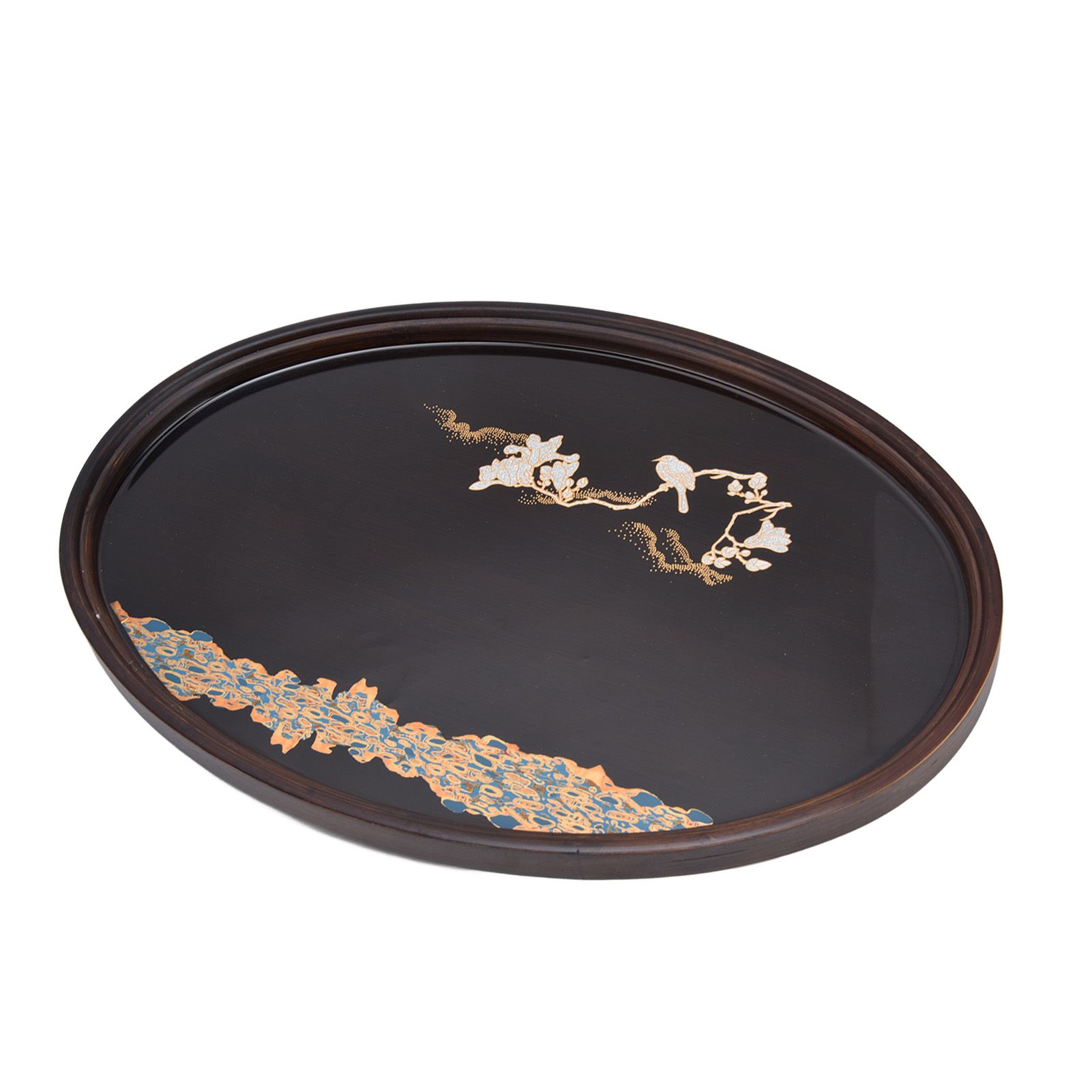 Bamboo Tea Tray Japanese Simple Novel Beautiful Resin Walnut Tea Tray for Home UseOval S - Image 5