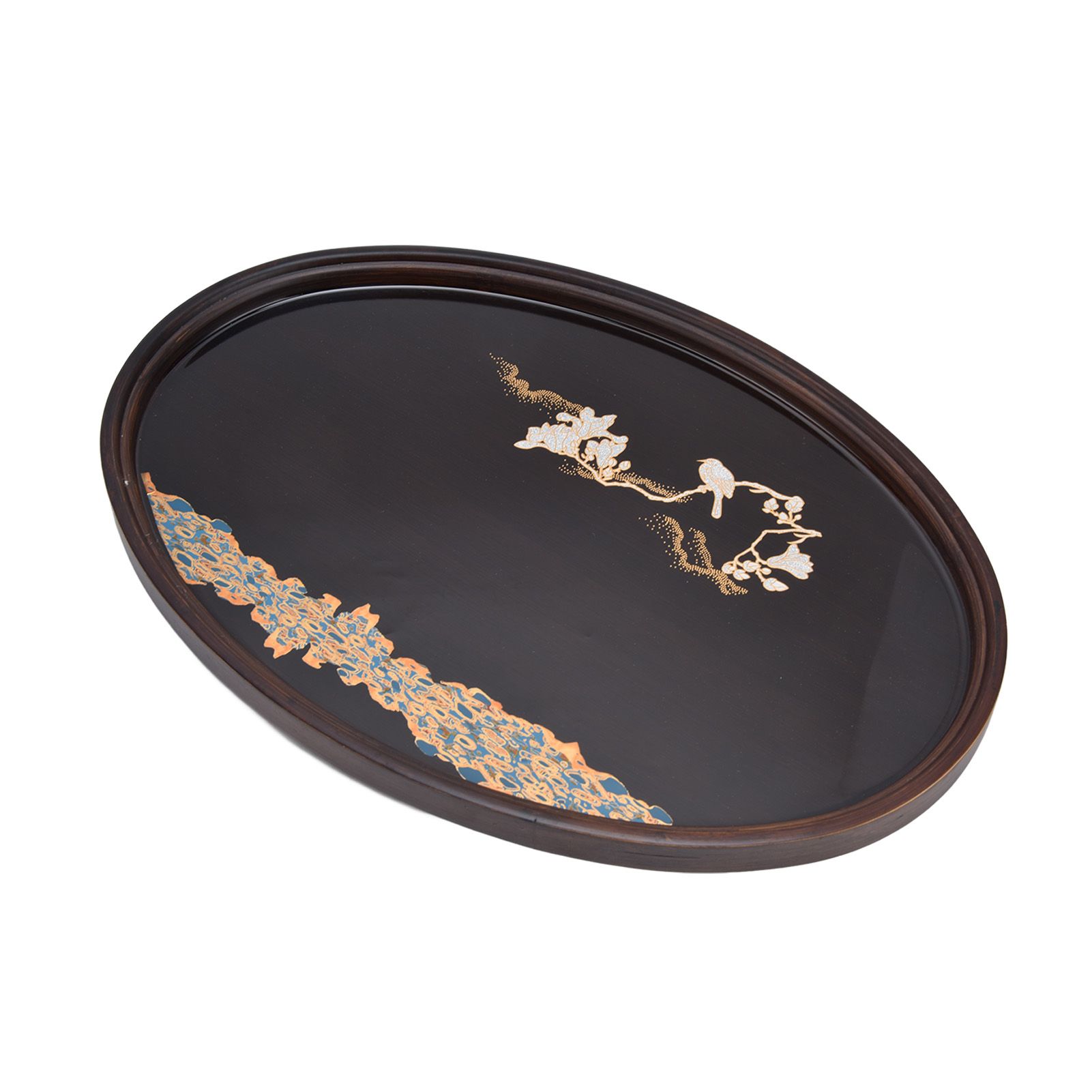 Bamboo Tea Tray Japanese Simple Novel Beautiful Resin Walnut Tea Tray for Home UseOval S - Image 6