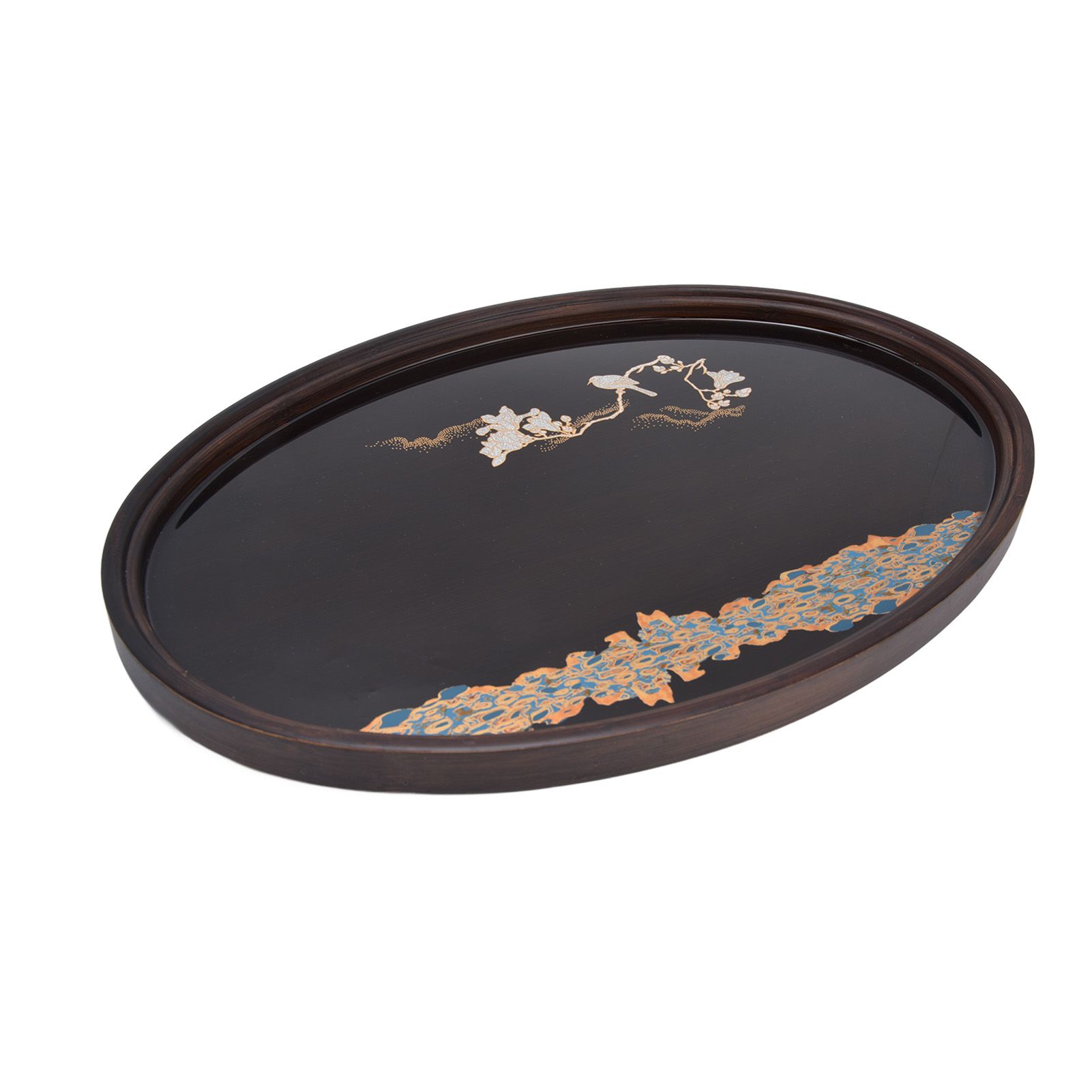 Bamboo Tea Tray Japanese Simple Novel Beautiful Resin Walnut Tea Tray for Home UseOval S - Image 8