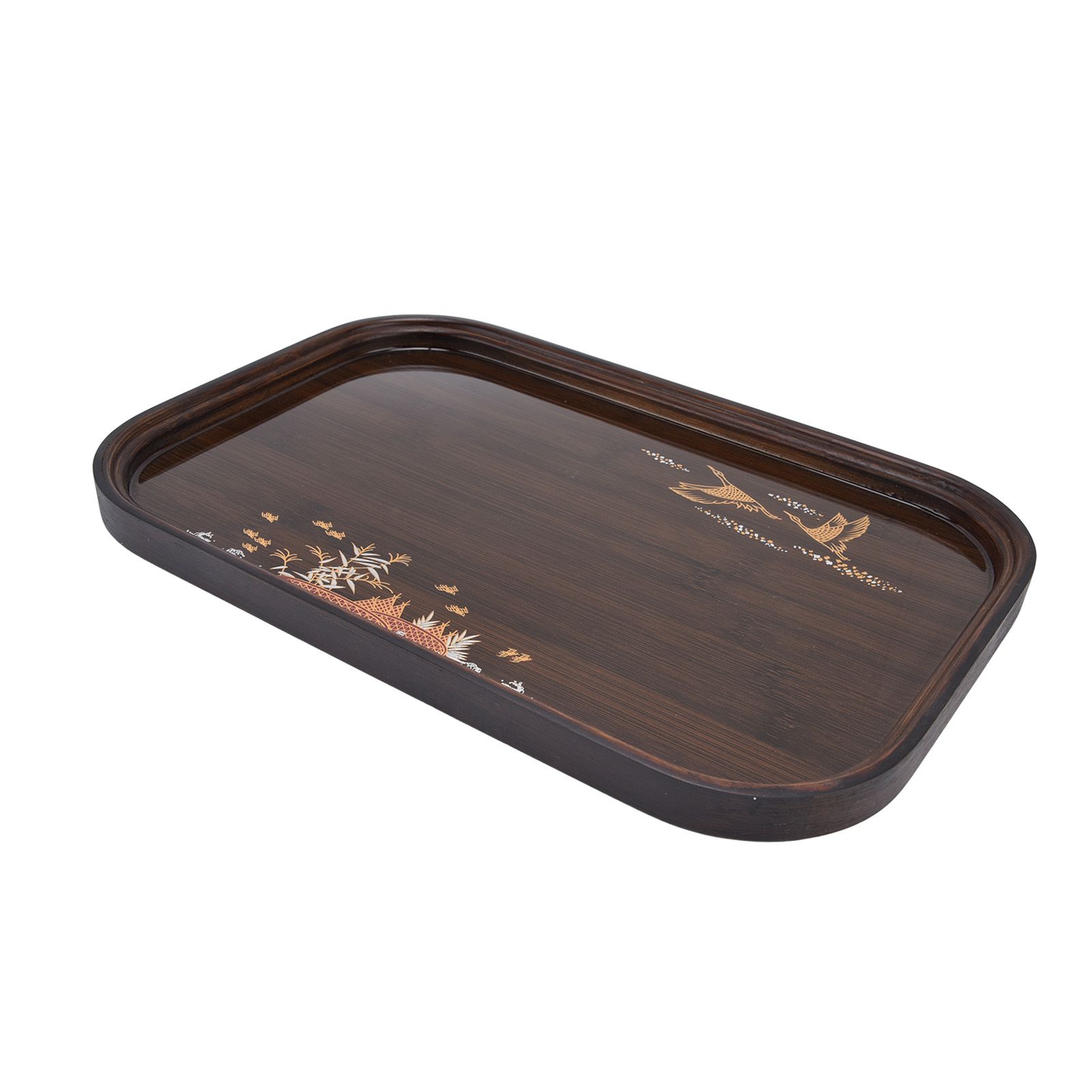 Bamboo Tea Tray Japanese Simple Novel Beautiful Resin Walnut Tea Tray for Home UseRounded Square - Image 3