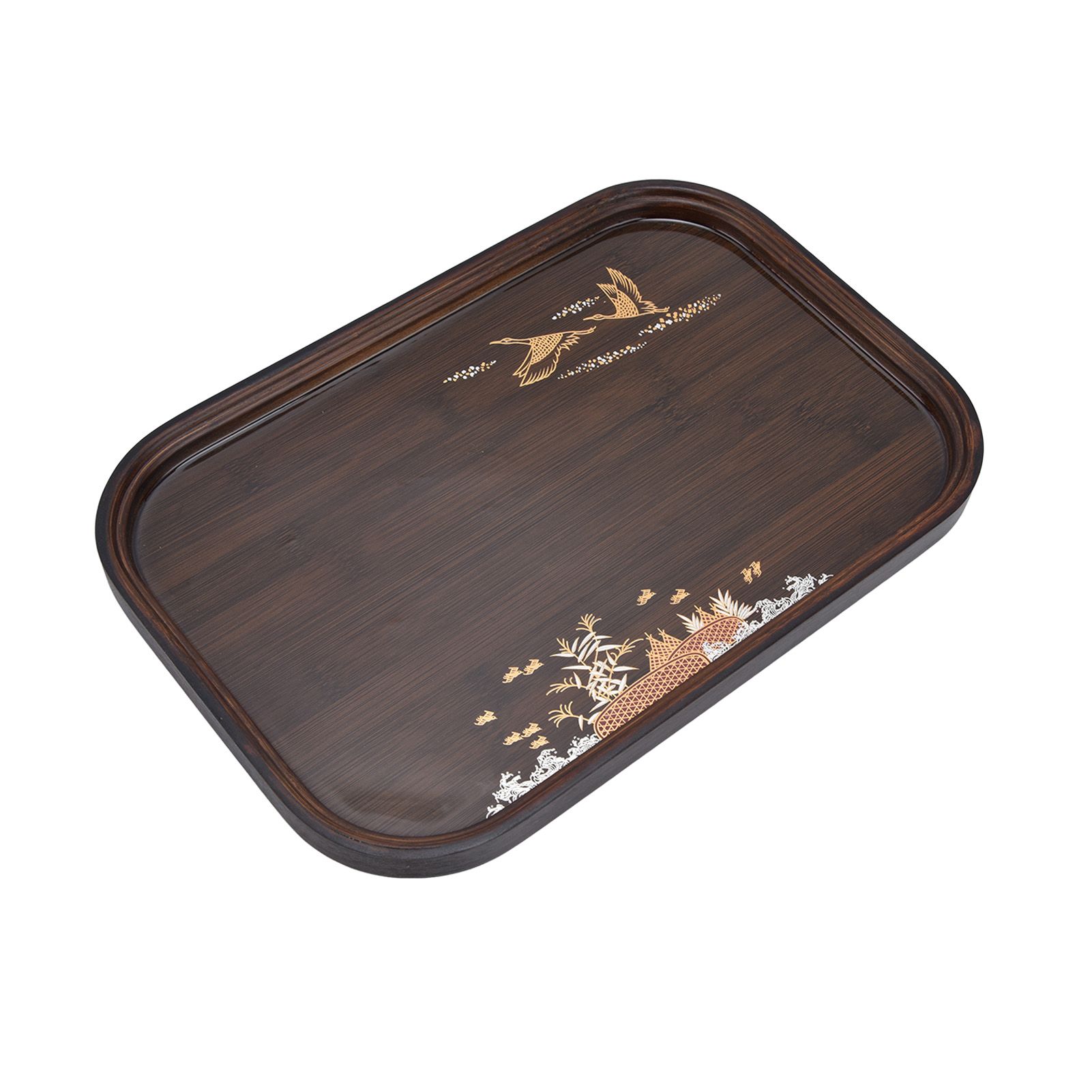 Bamboo Tea Tray Japanese Simple Novel Beautiful Resin Walnut Tea Tray for Home UseRounded Square - Image 4