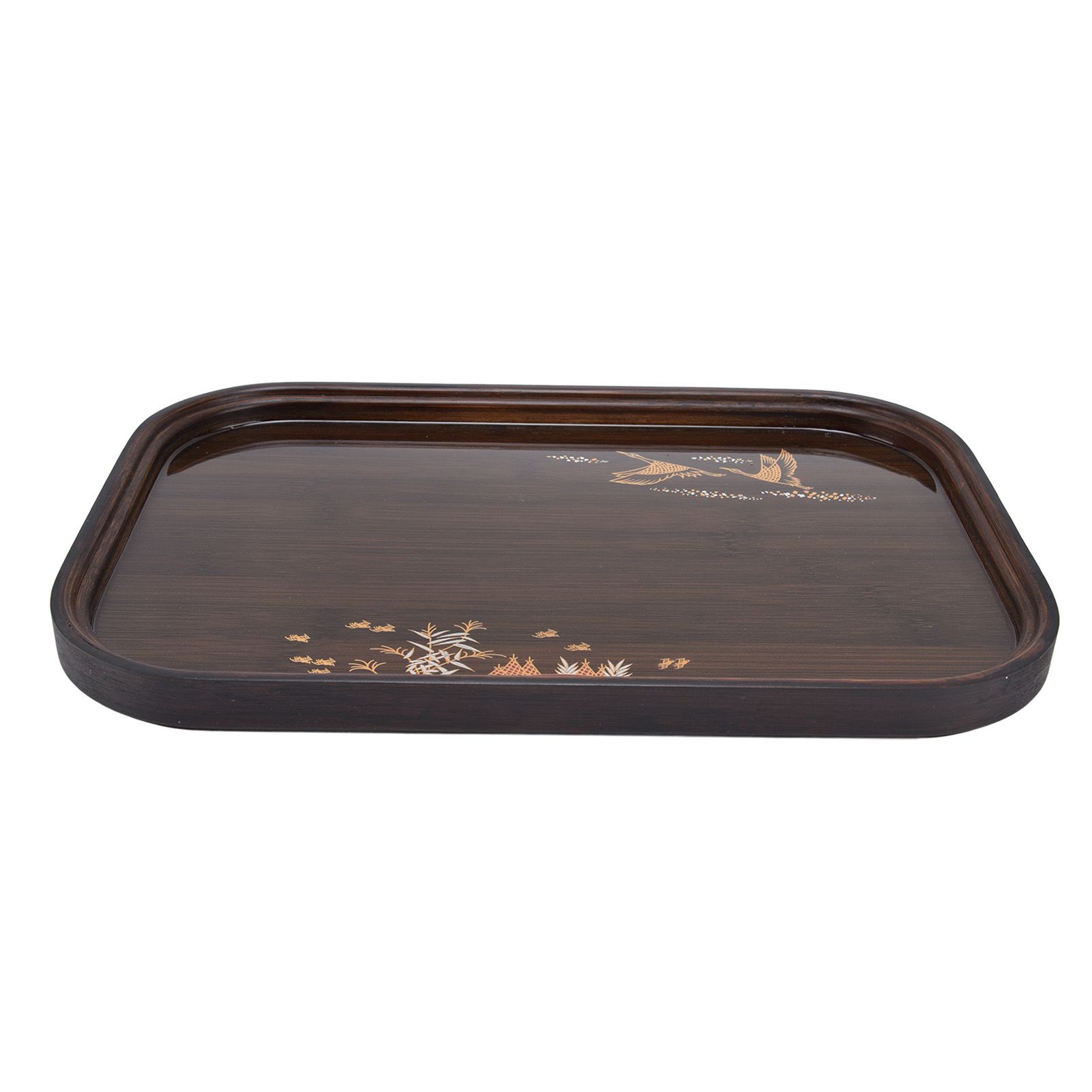 Bamboo Tea Tray Japanese Simple Novel Beautiful Resin Walnut Tea Tray for Home UseRounded Square - Image 5