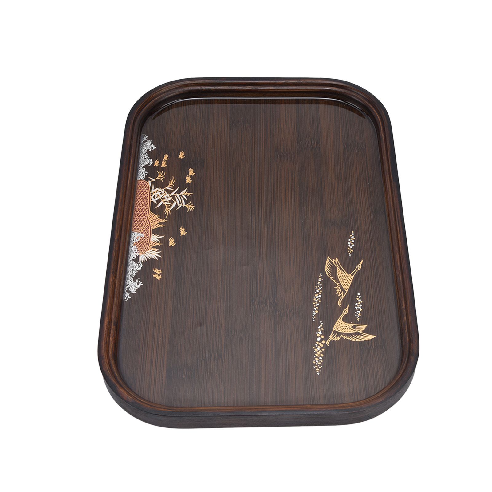 Bamboo Tea Tray Japanese Simple Novel Beautiful Resin Walnut Tea Tray for Home UseRounded Square - Image 6