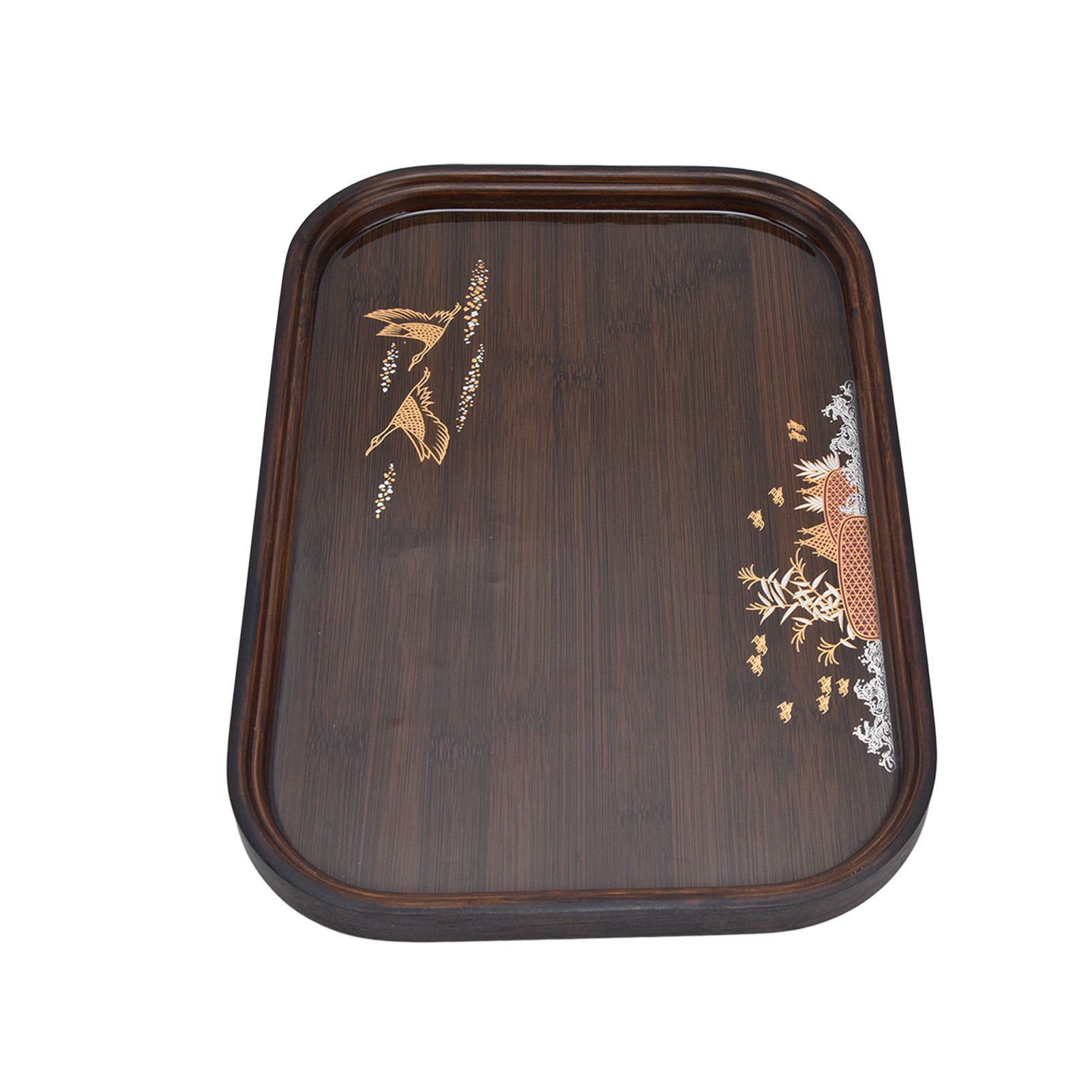 Bamboo Tea Tray Japanese Simple Novel Beautiful Resin Walnut Tea Tray for Home UseRounded Square - Image 8