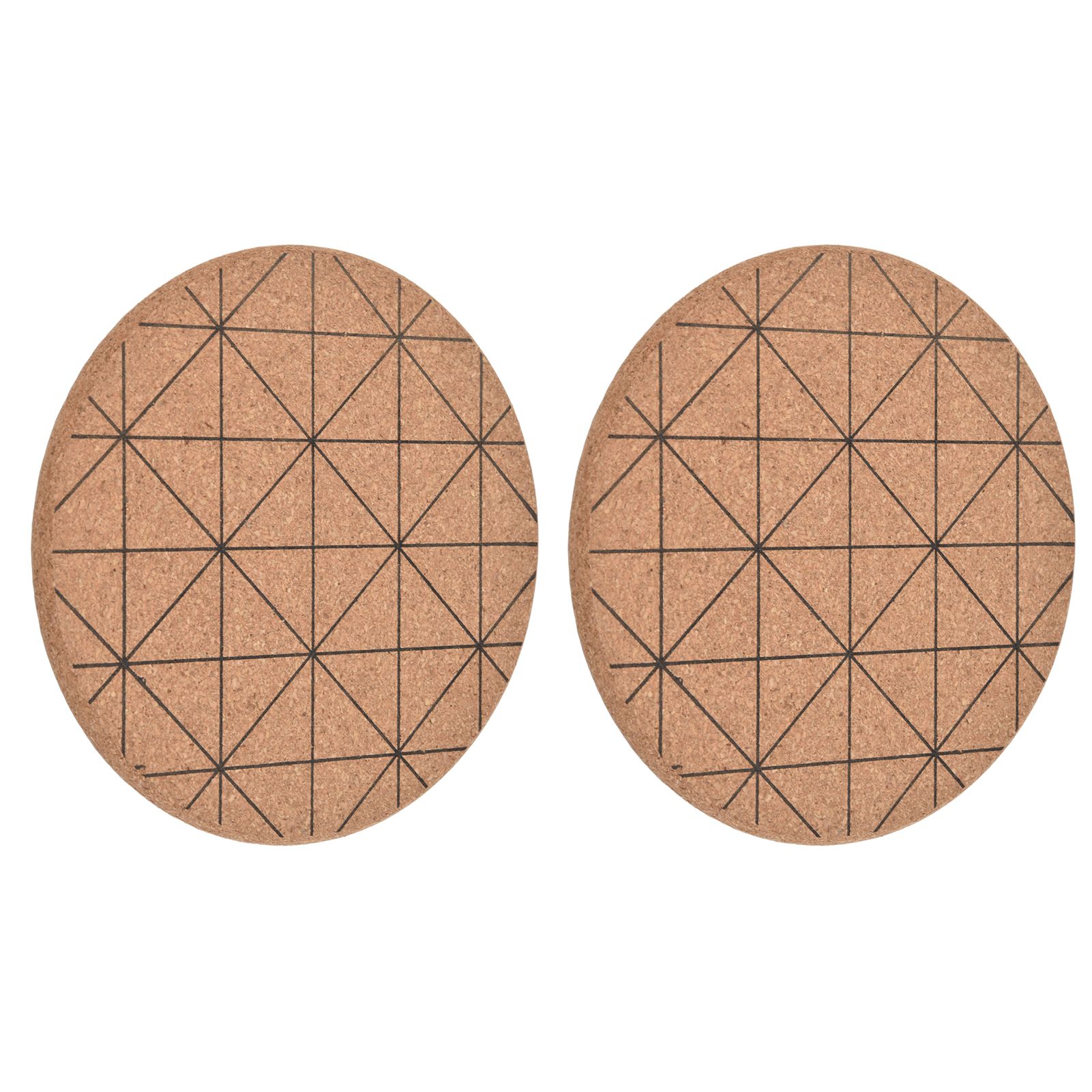 2pcs Cork Coasters Safety Design Convenient Practical Glossy Thick Rustic Style Wooden Decoration for KitchensPlaid - Image 2