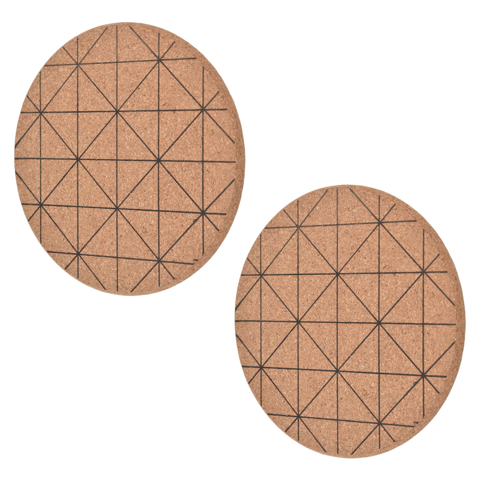 2pcs Cork Coasters Safety Design Convenient Practical Glossy Thick Rustic Style Wooden Decoration for KitchensPlaid - Image 3