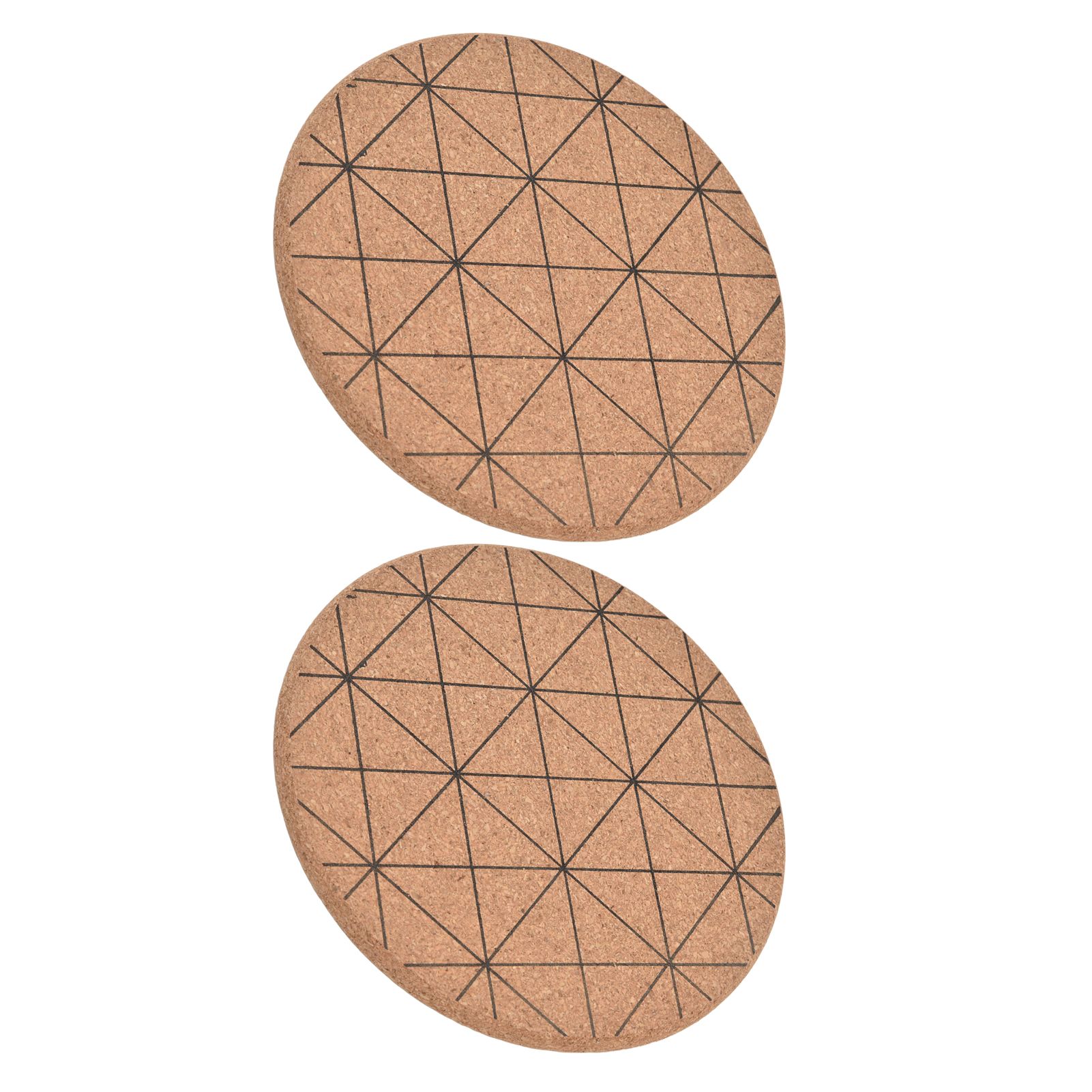2pcs Cork Coasters Safety Design Convenient Practical Glossy Thick Rustic Style Wooden Decoration for KitchensPlaid - Image 4
