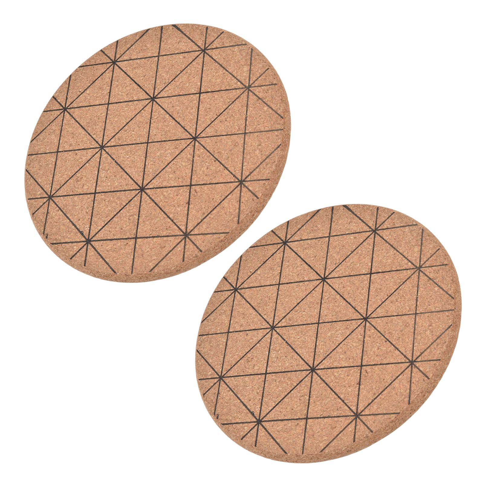 2pcs Cork Coasters Safety Design Convenient Practical Glossy Thick Rustic Style Wooden Decoration for KitchensPlaid - Image 5