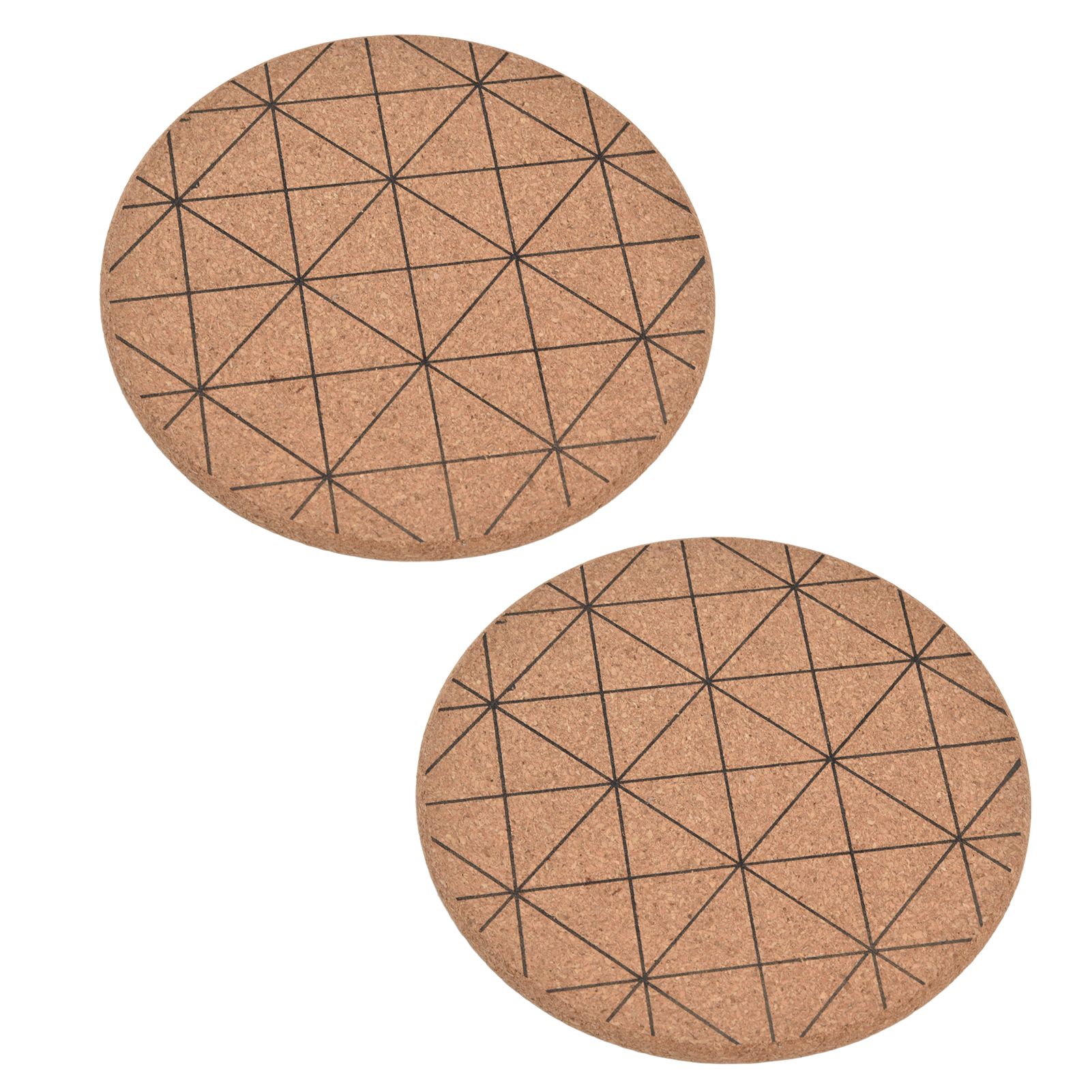 2pcs Cork Coasters Safety Design Convenient Practical Glossy Thick Rustic Style Wooden Decoration for KitchensPlaid - Image 6