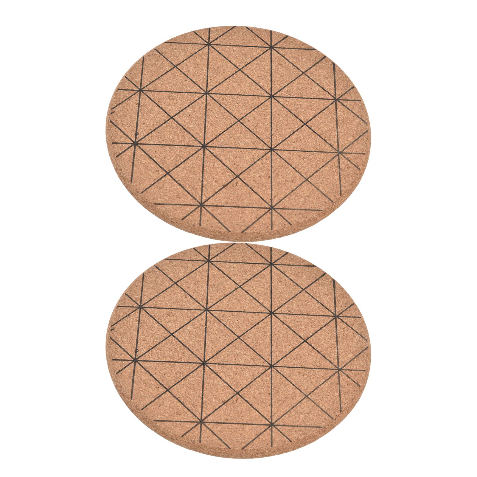 2pcs Cork Coasters Safety Design Convenient Practical Glossy Thick Rustic Style Wooden Decoration for KitchensPlaid - Image 7