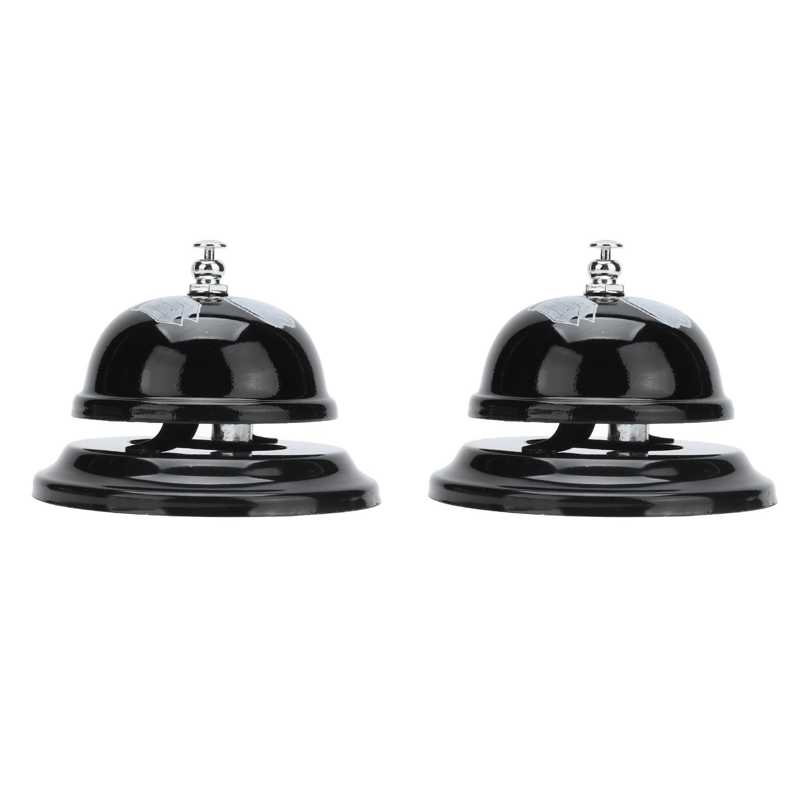 2Pcs Service Bell Exquisite Clear Sound Classic Shape Polishing Glossy Nonslip Base Call Bell for Hotel Restaurant HomeBlack - Image 1