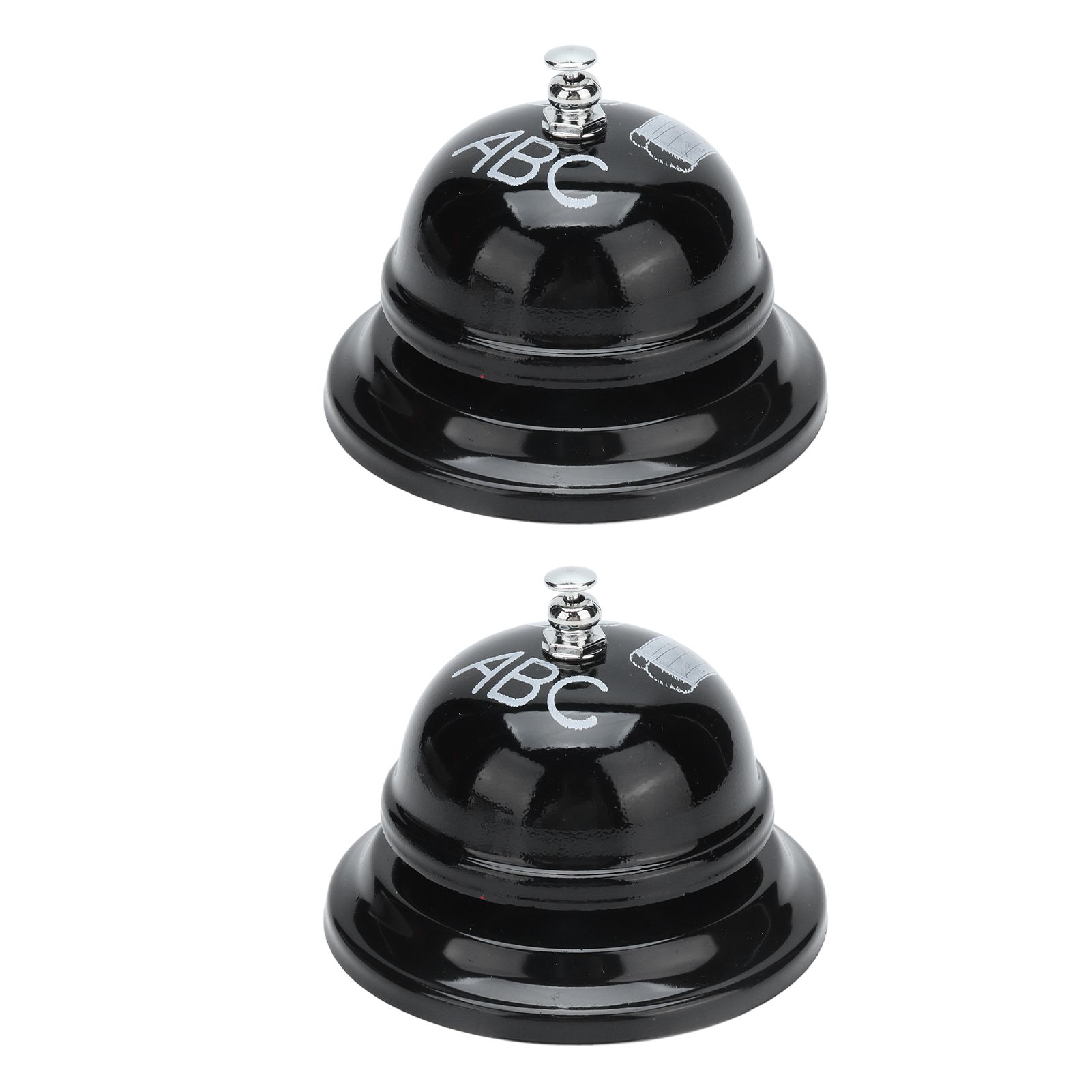 2Pcs Service Bell Exquisite Clear Sound Classic Shape Polishing Glossy Nonslip Base Call Bell for Hotel Restaurant HomeBlack - Image 2