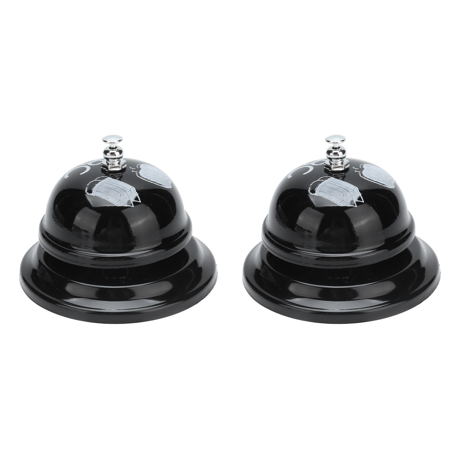 2Pcs Service Bell Exquisite Clear Sound Classic Shape Polishing Glossy Nonslip Base Call Bell for Hotel Restaurant HomeBlack - Image 5
