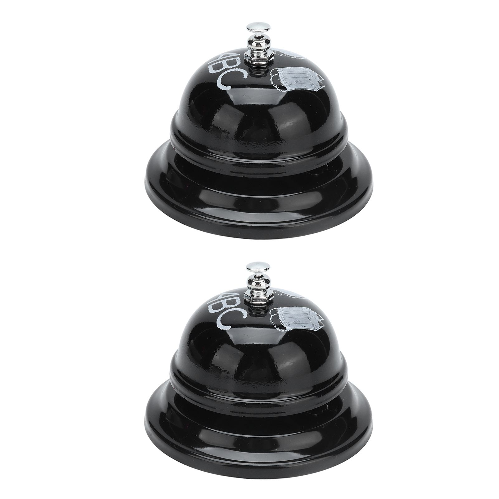 2Pcs Service Bell Exquisite Clear Sound Classic Shape Polishing Glossy Nonslip Base Call Bell for Hotel Restaurant HomeBlack - Image 6