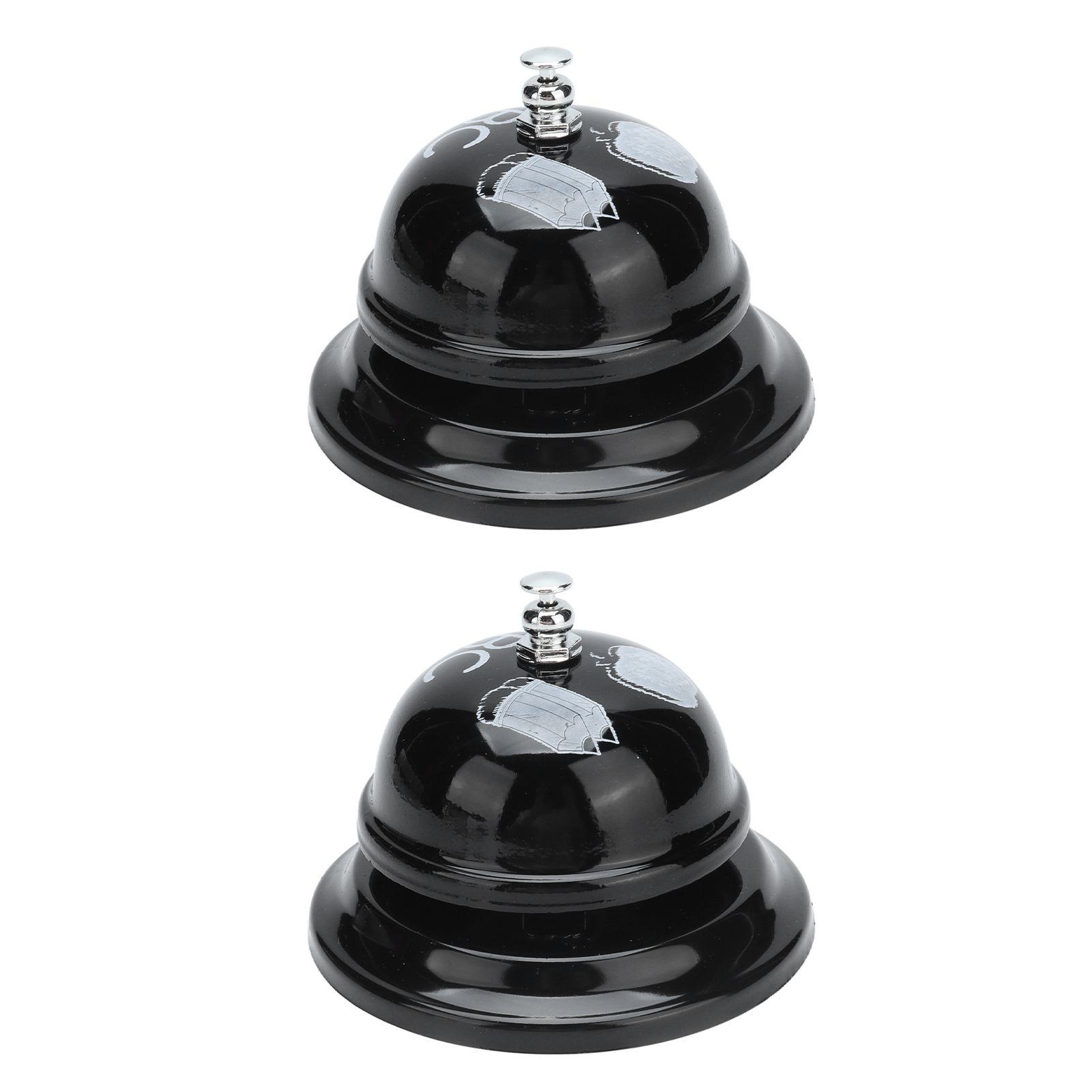2Pcs Service Bell Exquisite Clear Sound Classic Shape Polishing Glossy Nonslip Base Call Bell for Hotel Restaurant HomeBlack - Image 7