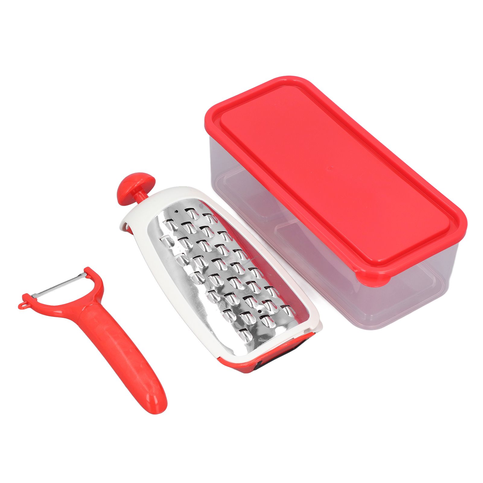 Vegetable Cutter 4 in 1 Multifunctional Stainless Steel Portable Lightweight Easy Operation Veggie ChopperRed - Image 1