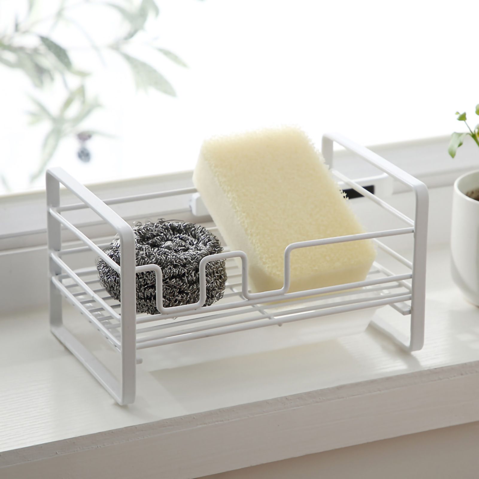 Sponge Storage Rack Iron Detachable Steel Ball Soap Drain Holder with Draining Tray for Kitchen 11 - Image 5
