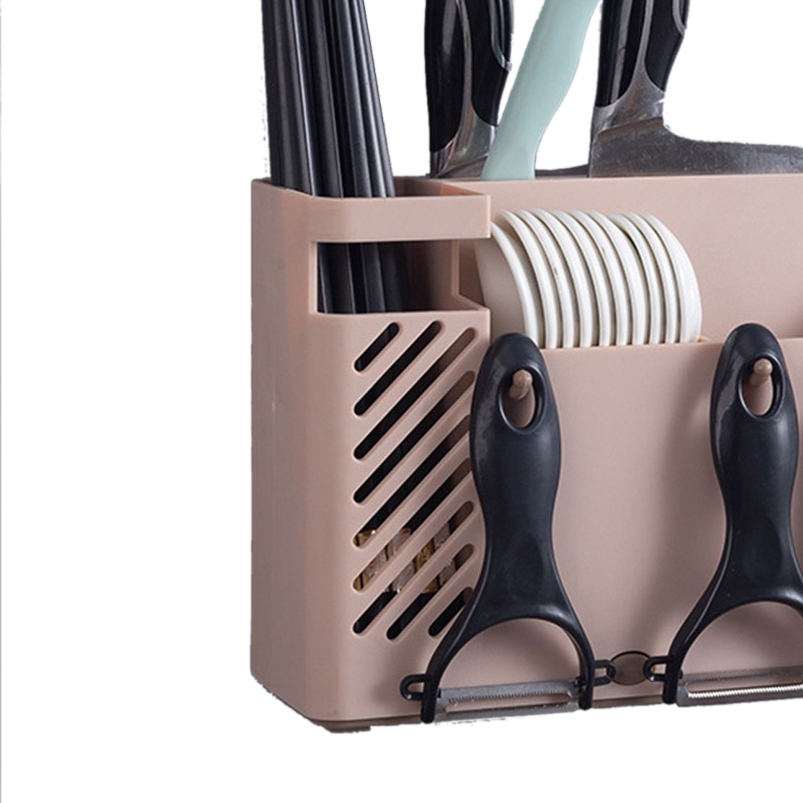 Cutlery Holder Multifunctional Wall Mounted Chopsticks Drying Rack for Home Kitchen Pink - Image 4