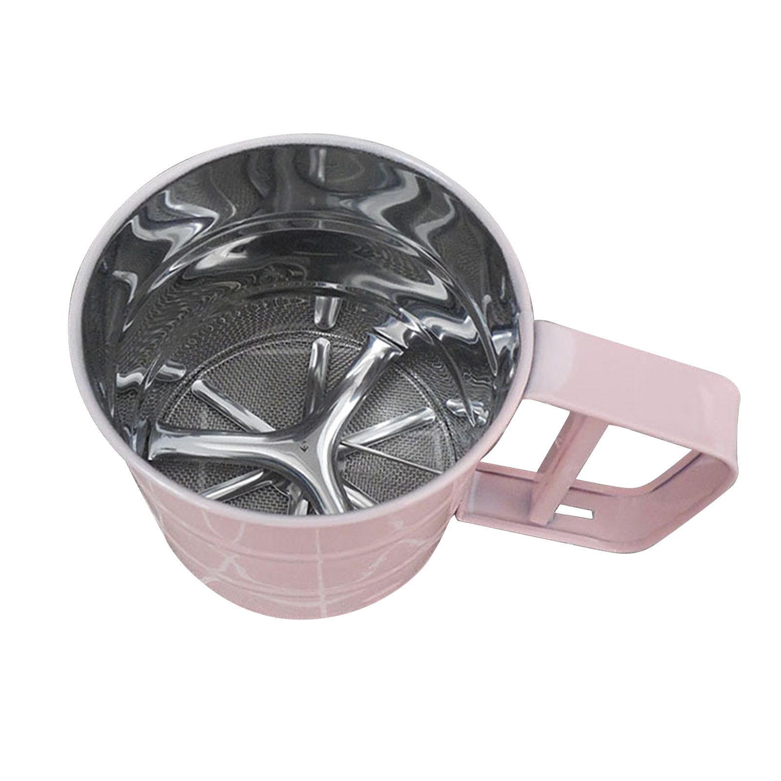 Flour Sifter Stainless Steel Corrosion Resistant Safe Odorless Beautiful Handheld Baking Flour Mesh Sieve Pink - Image 1