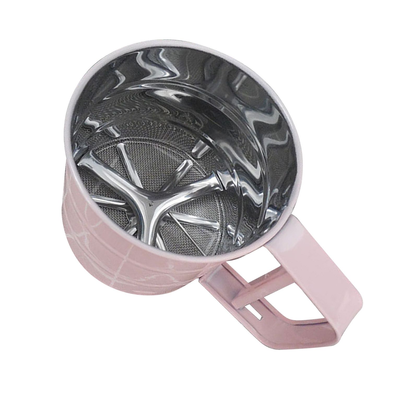 Flour Sifter Stainless Steel Corrosion Resistant Safe Odorless Beautiful Handheld Baking Flour Mesh Sieve Pink - Image 2