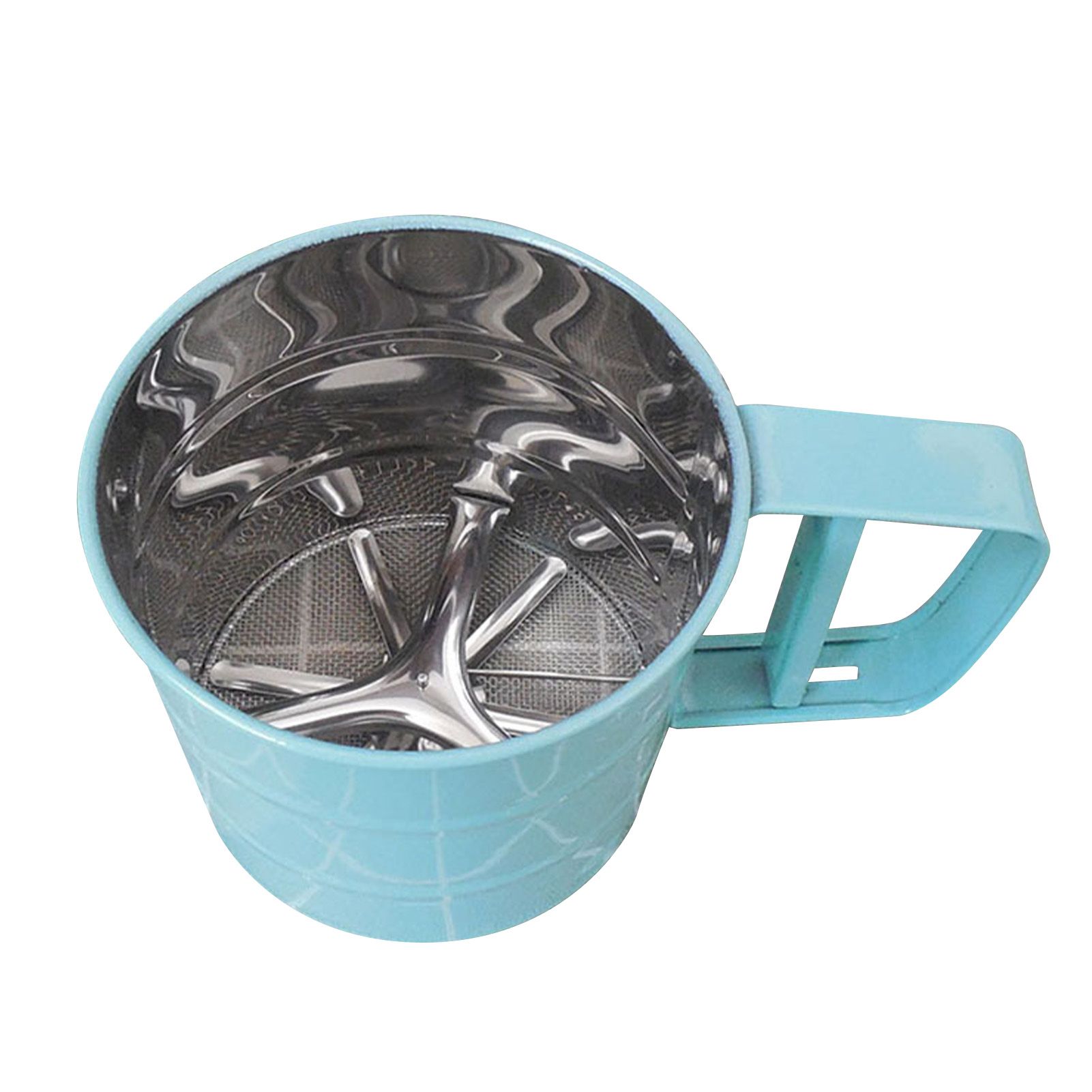 Flour Sifter Stainless Steel Corrosion Resistant Safe Odorless Beautiful Handheld Baking Flour Mesh Sieve Blue - Image 1