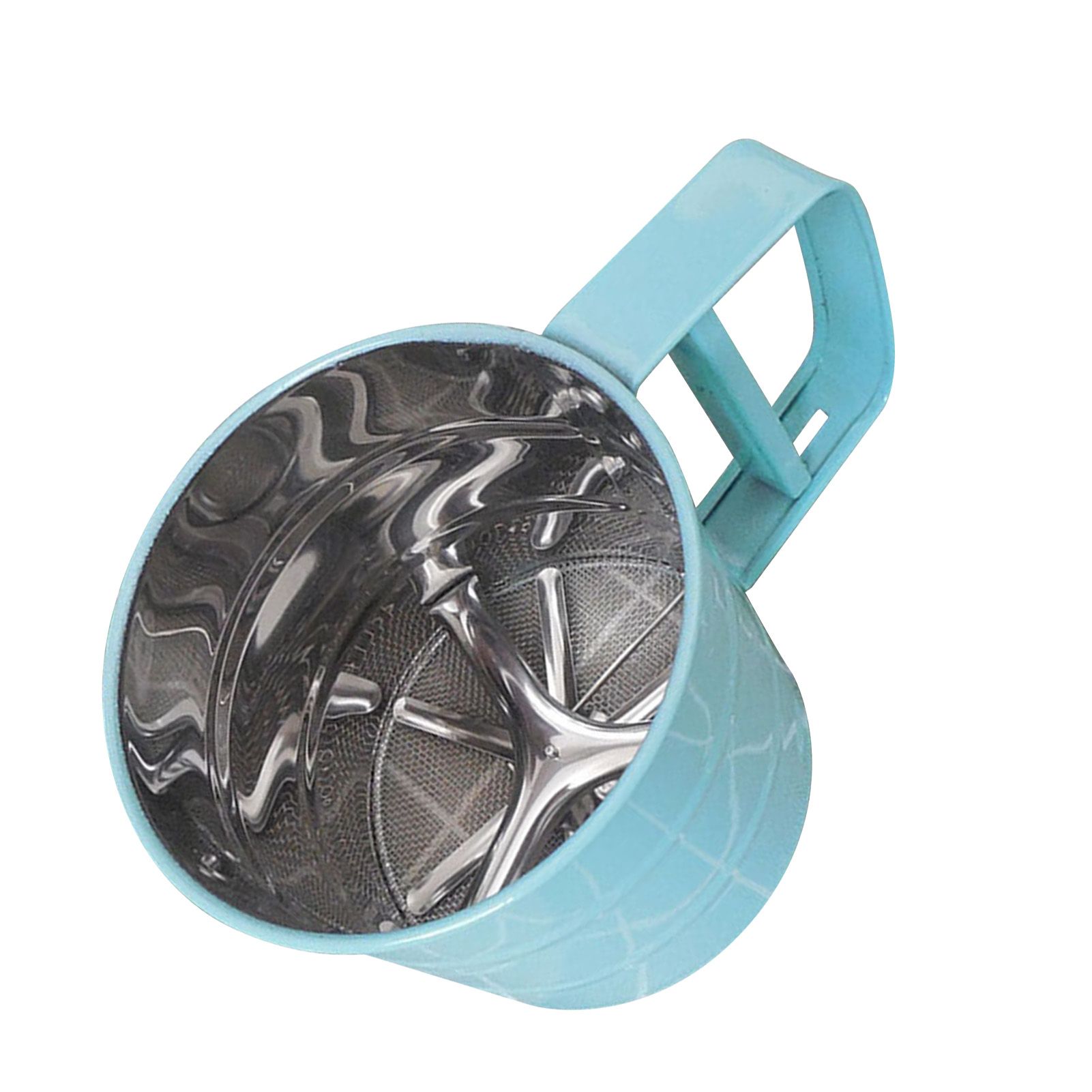 Flour Sifter Stainless Steel Corrosion Resistant Safe Odorless Beautiful Handheld Baking Flour Mesh Sieve Blue - Image 2