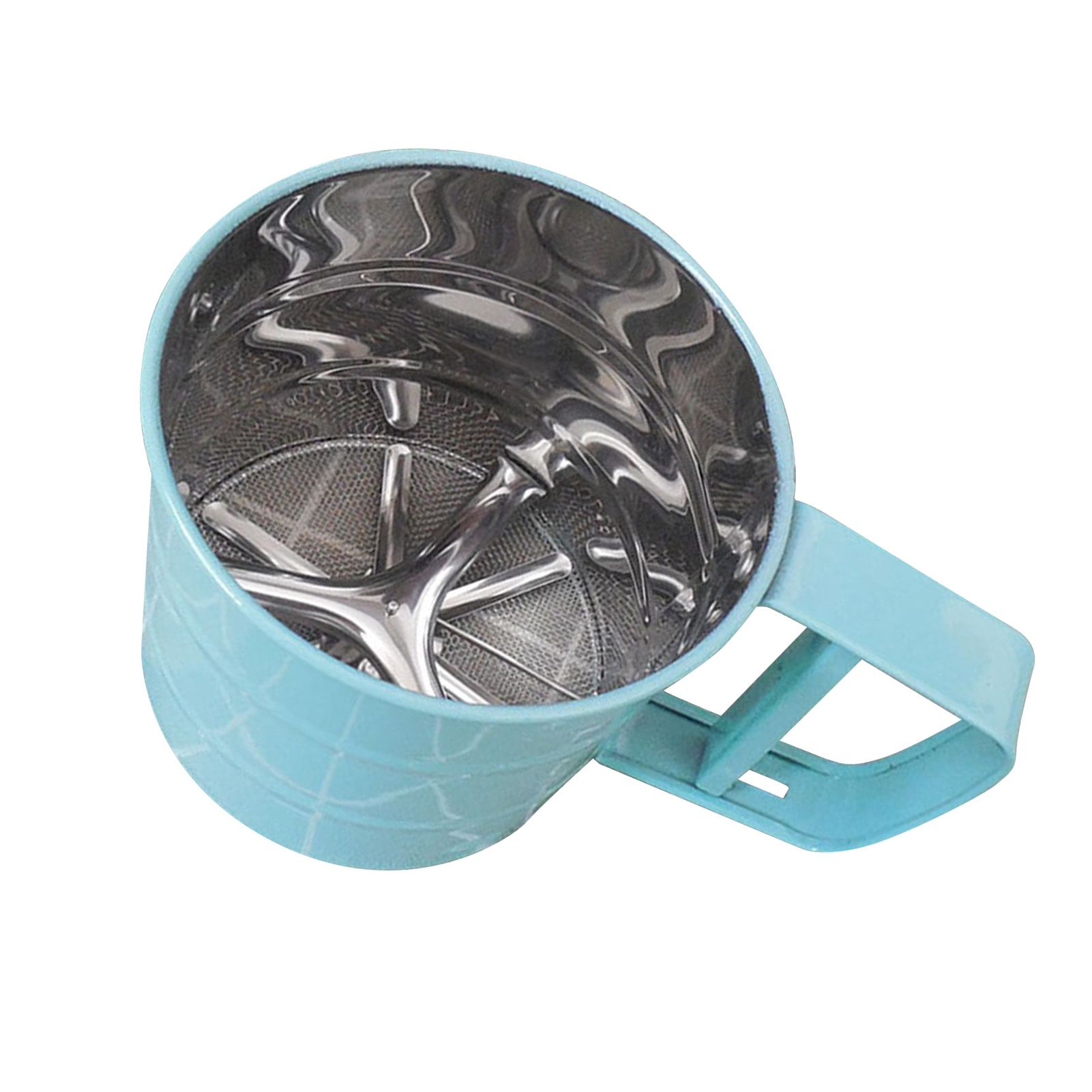 Flour Sifter Stainless Steel Corrosion Resistant Safe Odorless Beautiful Handheld Baking Flour Mesh Sieve Blue - Image 3