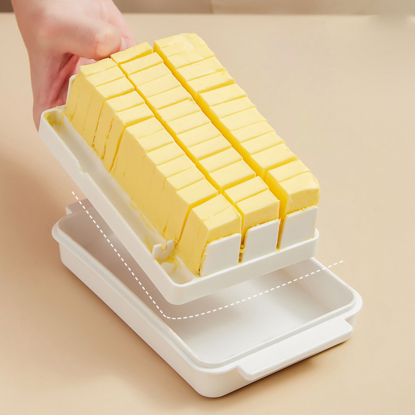 Butter Cutting Box with Transparent Lid Cutting Wizard Preservation Multifunctional Butter Container for Refrigerator White - Image 2